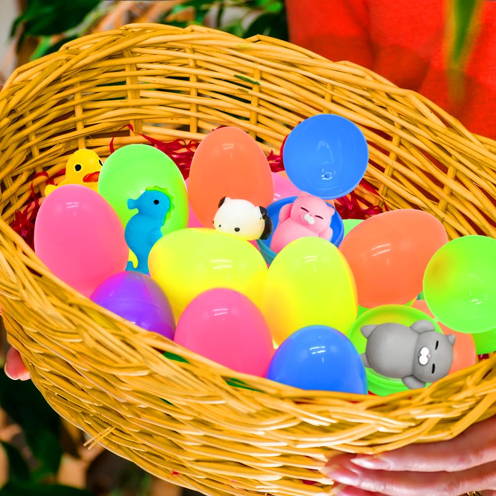 28Pcs Easter Eggs Filled with Mochi Squishy Toys - Mini Kawaii Animal Stress Relief Toys for Kids - Perfect for Easter Egg Hunts, Basket Stuffers, Classroom Gifts & Party Favors - Fun Sensory Play & Relaxation Toys for Children