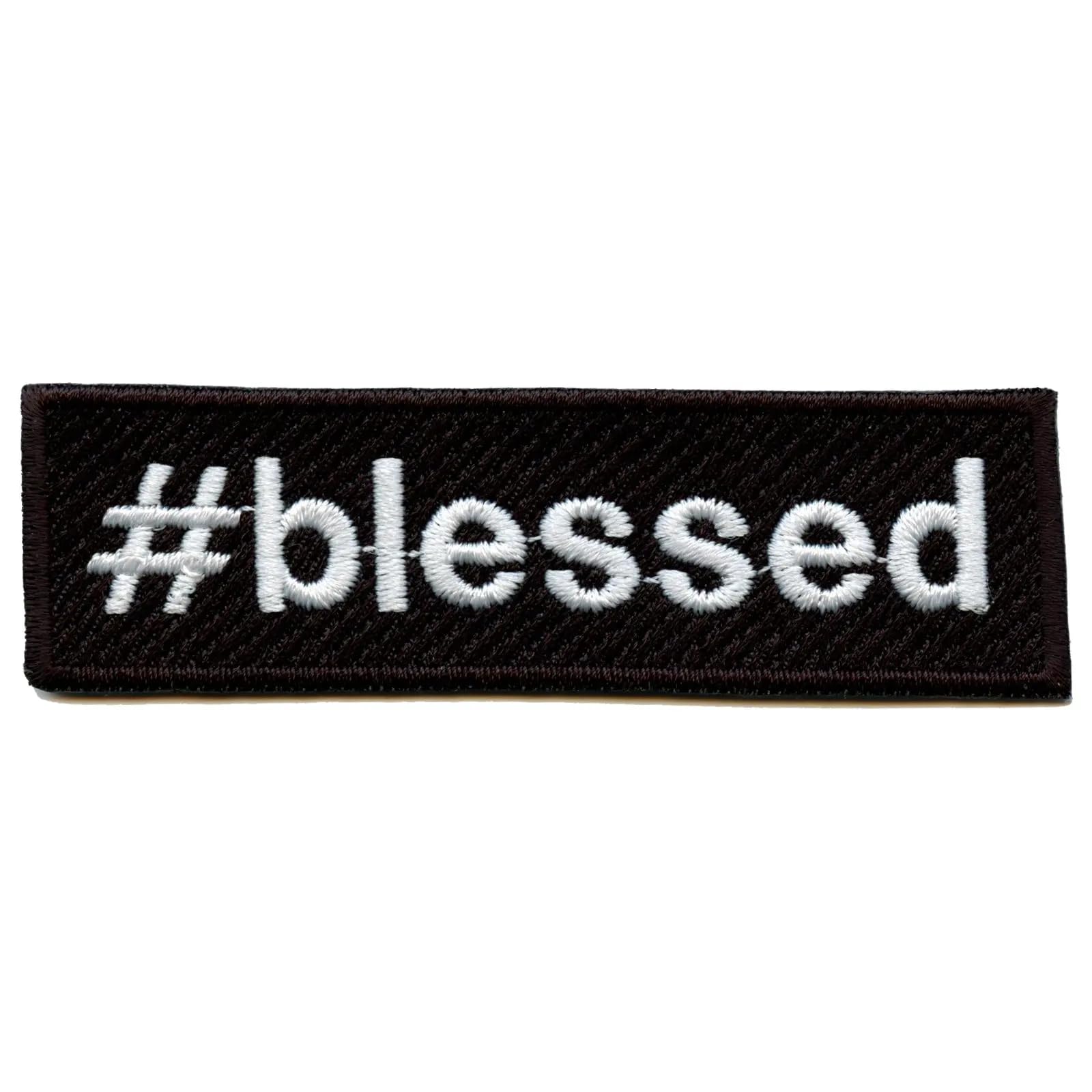 Hashtag Blessed Embroidered Iron-On Patch - Motivational Saying Badge for Jackets, Hats & Bags - Perfect for DIY Crafts & Fashion Accessories
