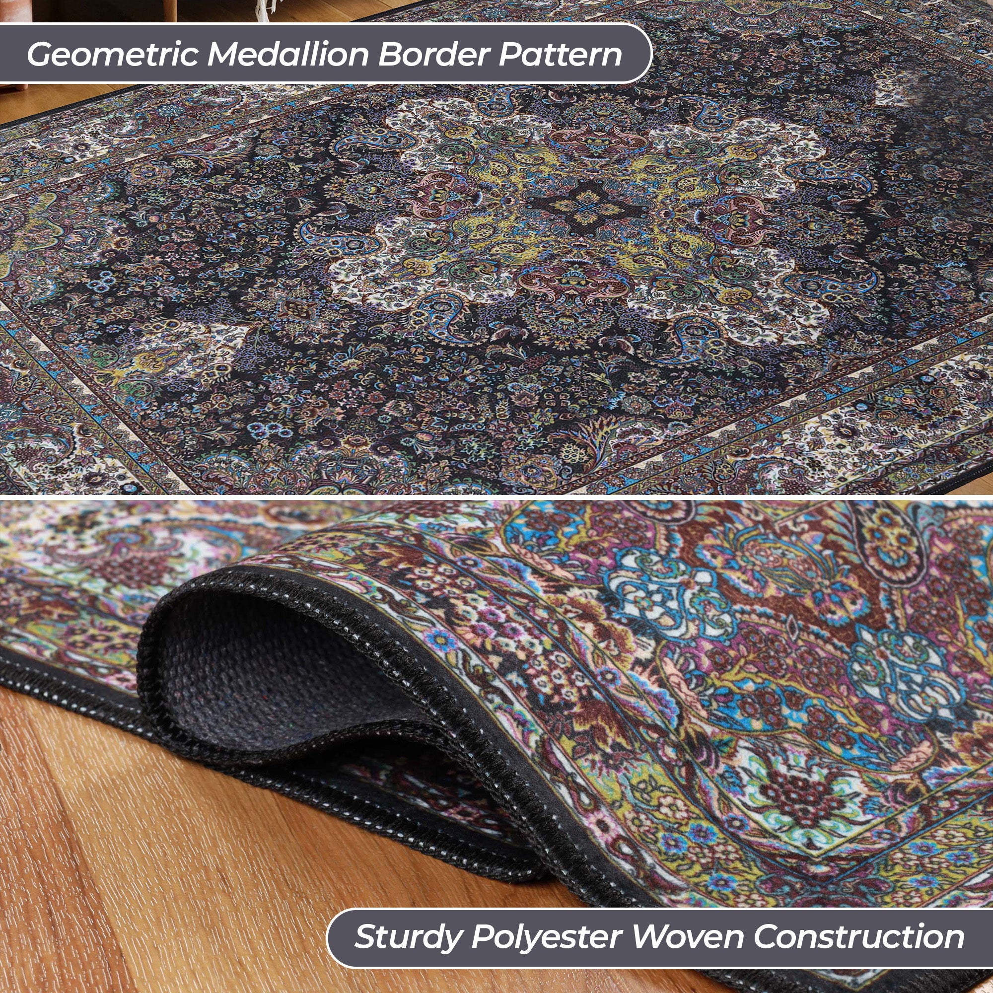 Flamingo Medallion Machine Washable Indoor Area Rug - Non-Slip Soft Living Room Carpet Runner for Bedroom, Hallway & Entryway Decor