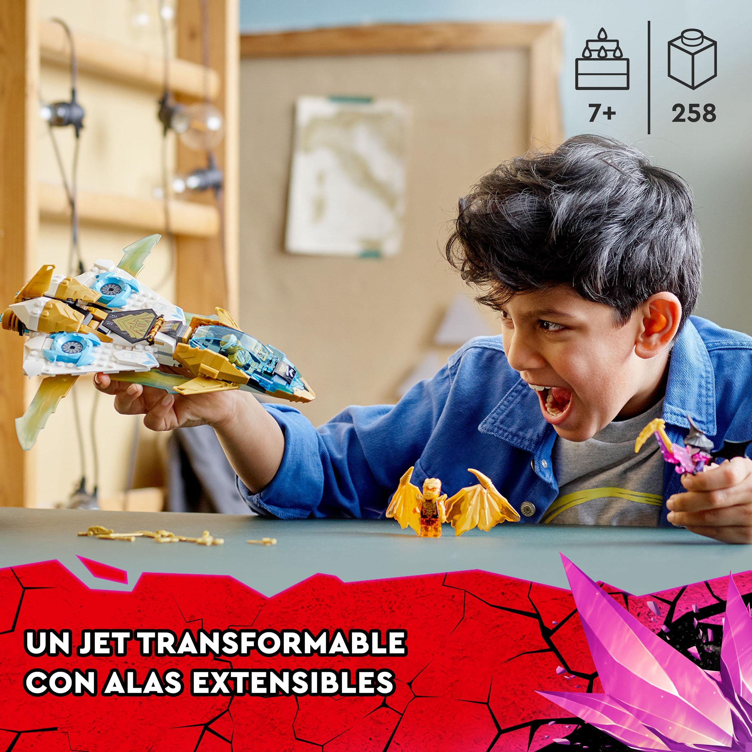 LEGO 71770 Ninjago Zane's Golden Dragon Reactor Toy Plane Building Kit for Kids Ages 7+ with Mini Action Figures - Inspired by Ninjago: Crystallized TV Series | Perfect for Creative Play, Birthday Gifts & Ninjago Fans