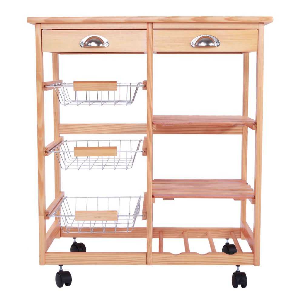 DOOLLAND Kitchen Island Cart with 2-Drawers & Wheels - Mobile Serving Cart for Dining Room, Kitchen & Bar - Removable Storage Cabinet with Rolling Shelf - Perfect for Small Spaces, Entertaining & Food Prep