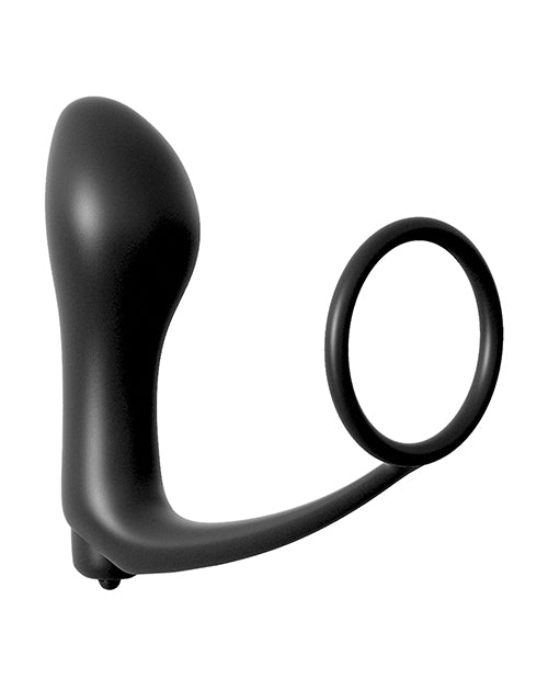 Anal Fantasy Collection - Silicone Vibrating Butt Plug & Cock Ring Kit - Waterproof, Black - Enhance Intimate Pleasure for Couples & Solo Play