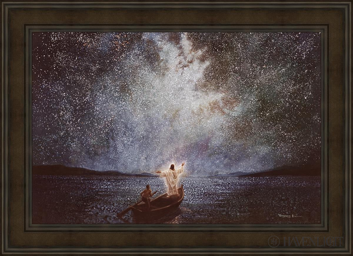 Calm and Stars by Yongsung Kim - Serene Night Sky Wall Art for Home Decor, Office & Meditation Spaces