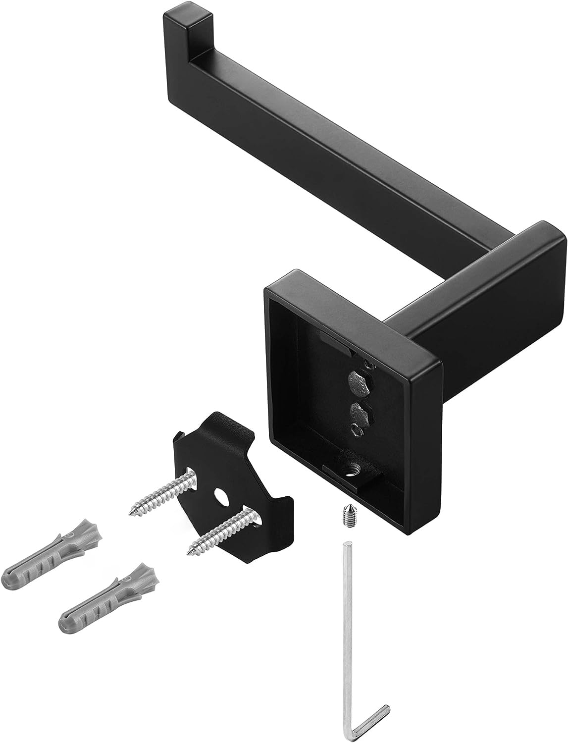 Premium 304 Stainless Steel Matte Black Square Toilet Paper Holder - Rustproof Wall-Mounted Bathroom Toilet Roll Holder (2 Pack) - Perfect for Modern Homes, Apartments & Luxury Hotels