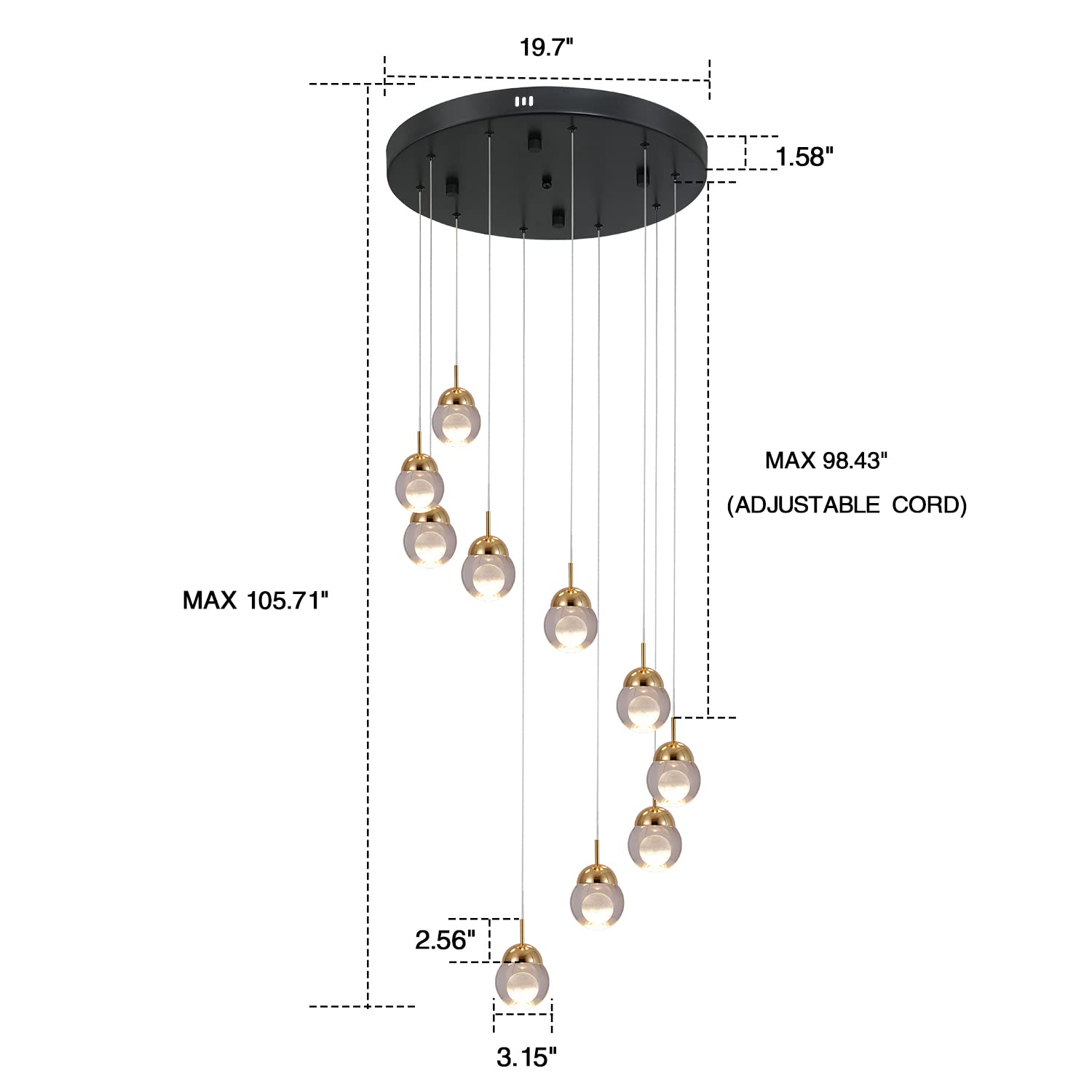 10-Light Dimmable Modern LED Crystal Spiral Chandelier - Energy Efficient Hanging Pendant Light Fixture for Staircase, Living Room, Hotel, Dining Room, Hallway, Foyer & Entryway - Perfect for Elegant Home Decor and Commercial Lighting