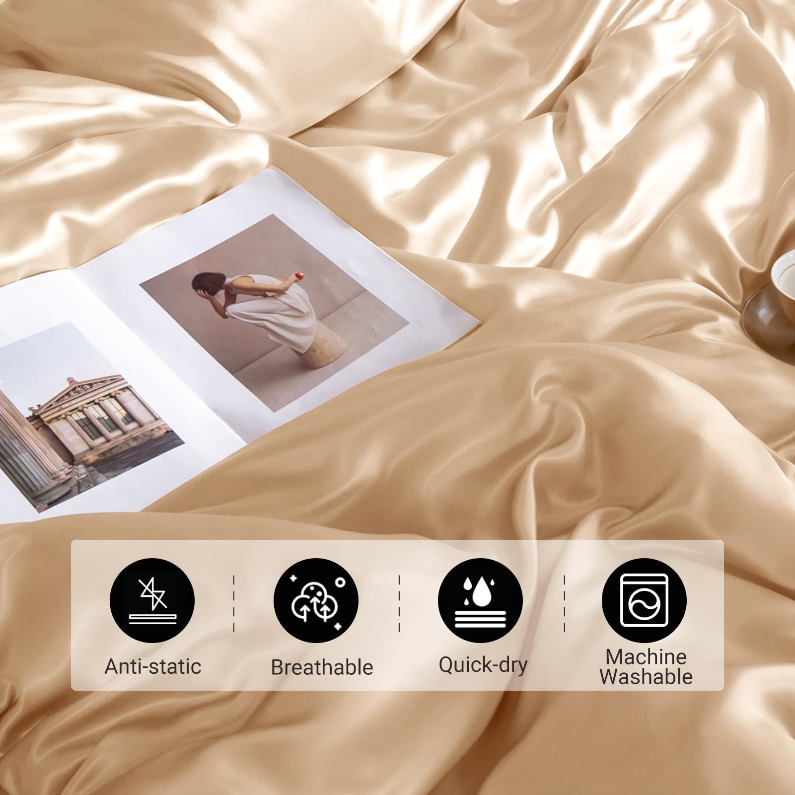 THXSILK 22 Momme Mulberry Silk Queen Fitted Sheet - 16