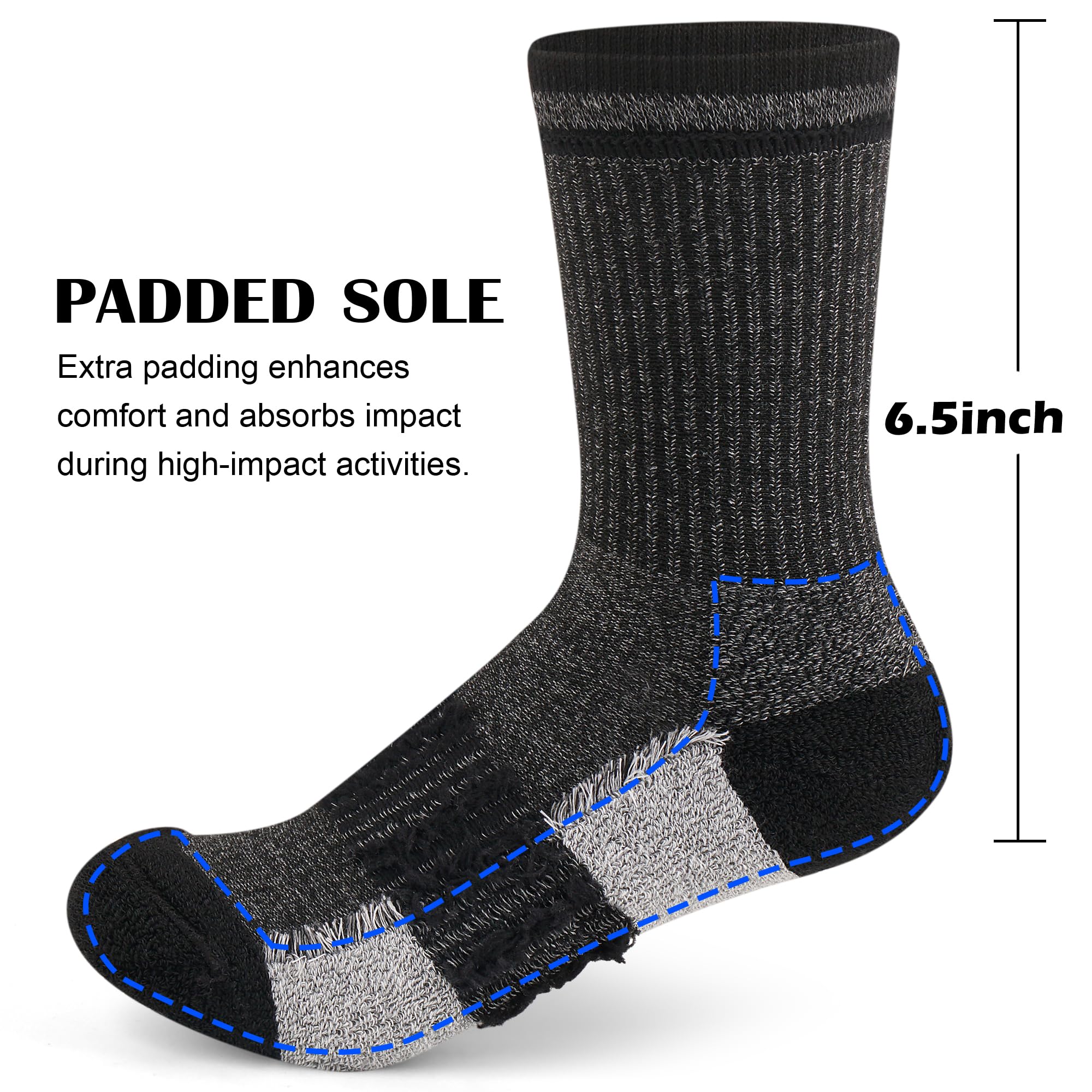 Gonii Women's Thick Cushioned Hiking & Running Athletic Crew Socks - 5 Pairs Pack for Outdoor Sports, Gym Workouts and Everyday Comfort