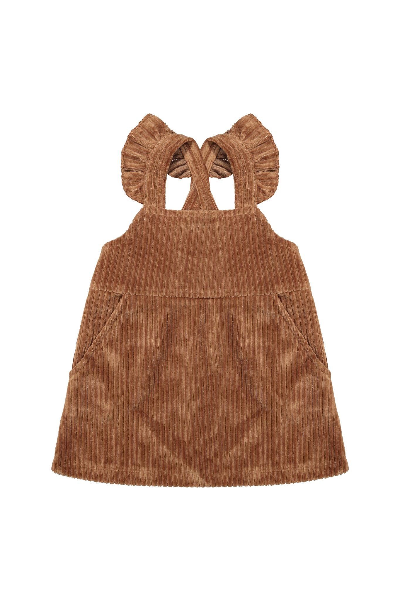 Brown Corduroy Rib Alyssa Dress for Baby Girls - Soft & Stylish Outfit for Playdates, Parties & Family Photos