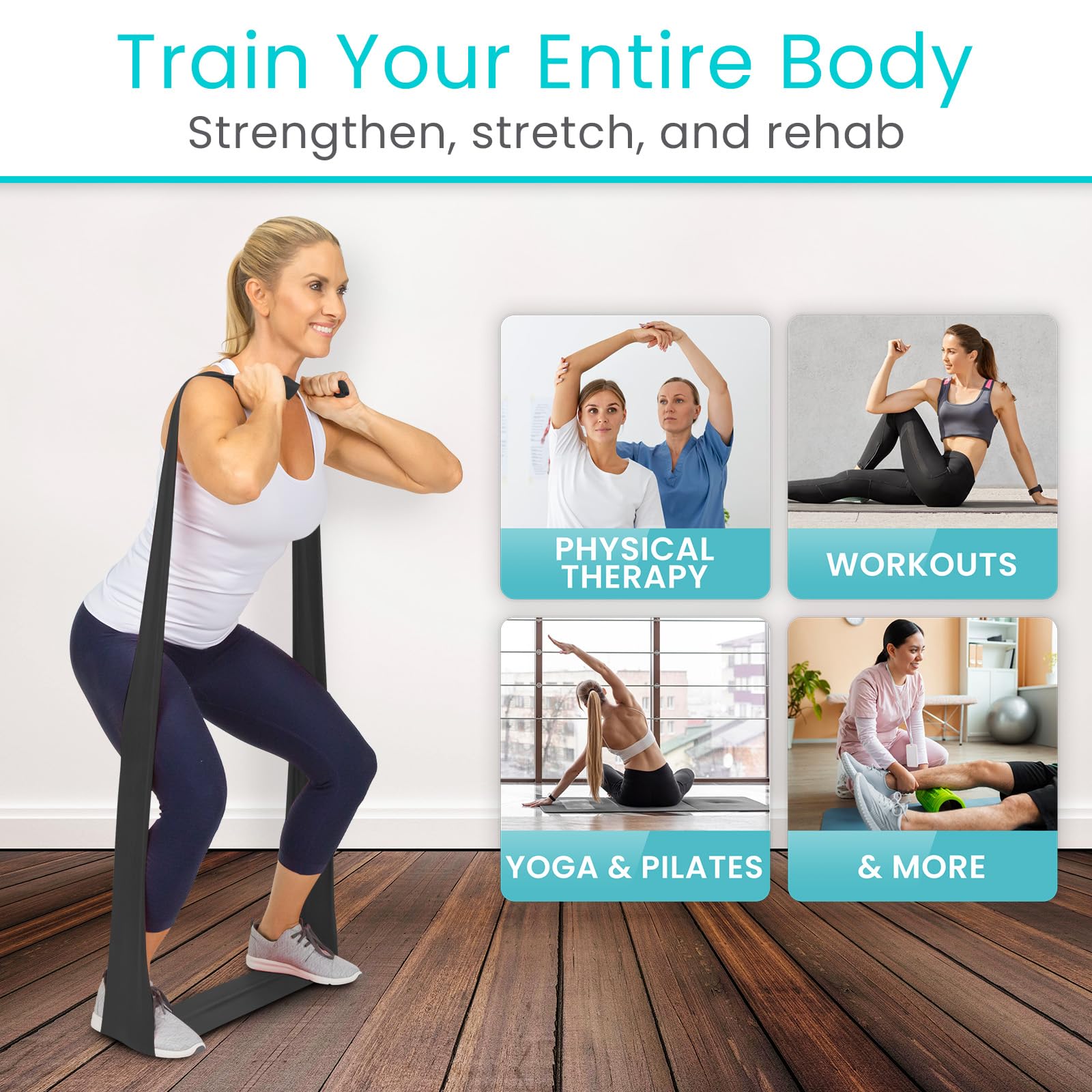 Vive Professional Resistance Bands - 25 Yard Non-Latex Elastic Roll for Physical Therapy, Strength Training & Rehabilitation - Upper & Lower Body Workout for Women & Men - Perfect for Home Gym, Yoga, Pilates and Physical Therapy Sessions