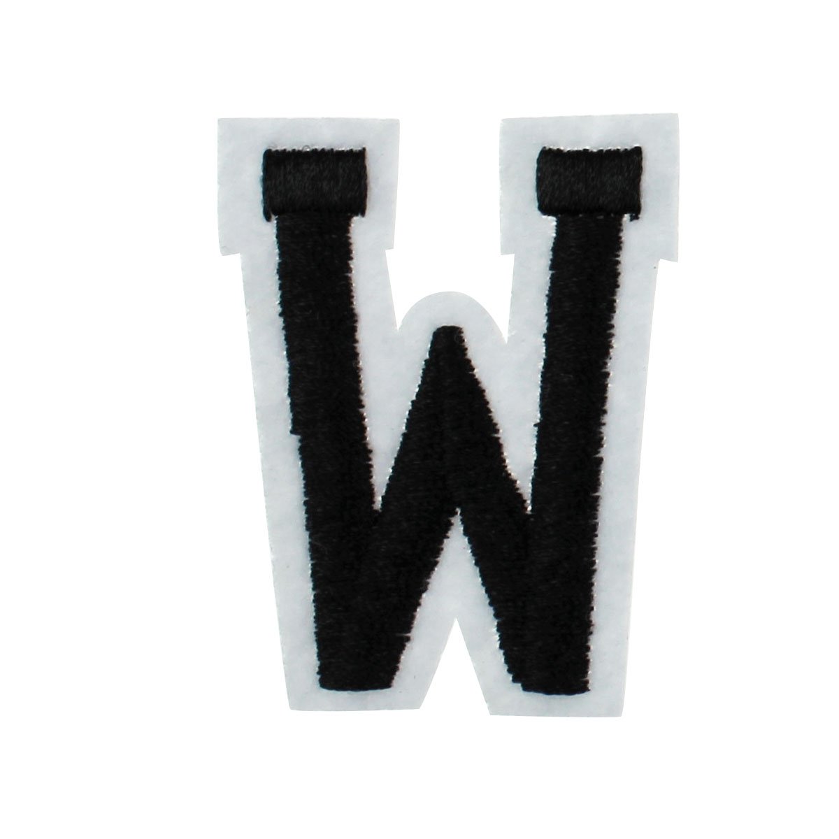 RECHERE Embroidered Iron On Patch - Uppercase Alphabet Letters in Black (W) | DIY Clothing, Bags & Accessories Customization