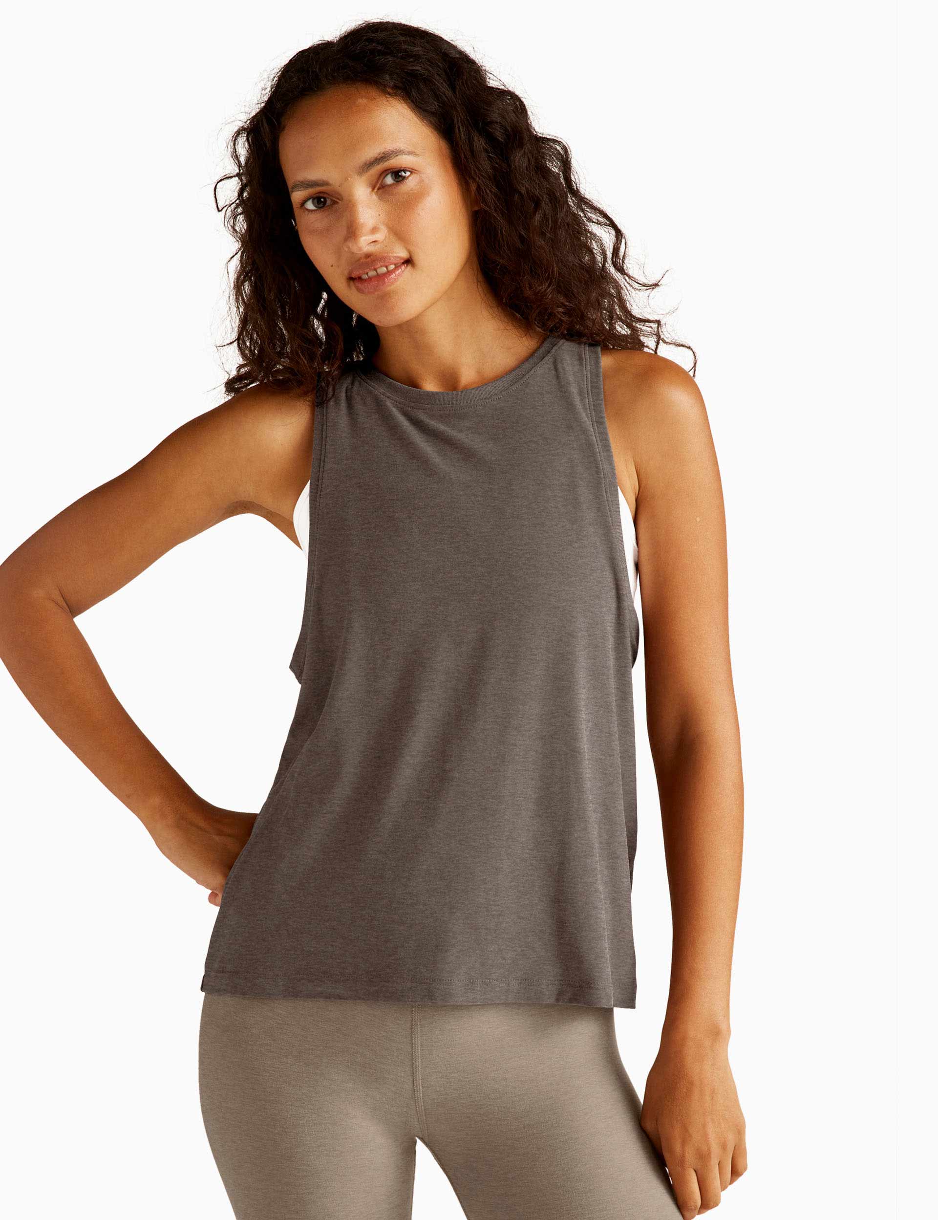 Featherweight Rebalance Tank Top - Soft Umber Heather Color | Lightweight Comfort Fit Yoga & Lounge Wear for Women