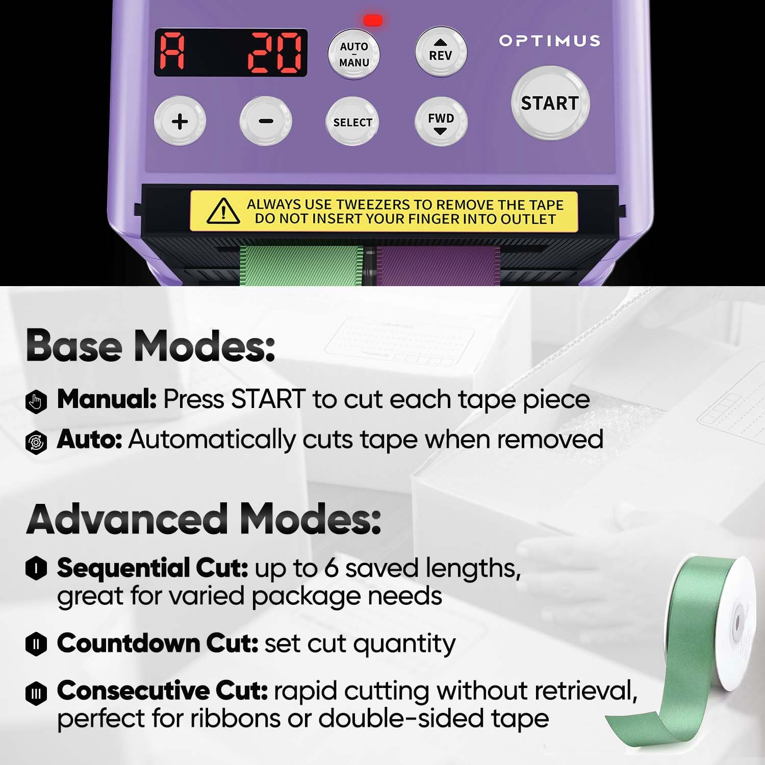 BladeMaster PRO Automatic Ribbon Cutting Machine - Smart Commercial Grade Auto Tape Dispenser & Cutter (2024 Upgraded) - Perfect for Gift Wrapping, Packaging, and Crafting - USA Made (Purple)