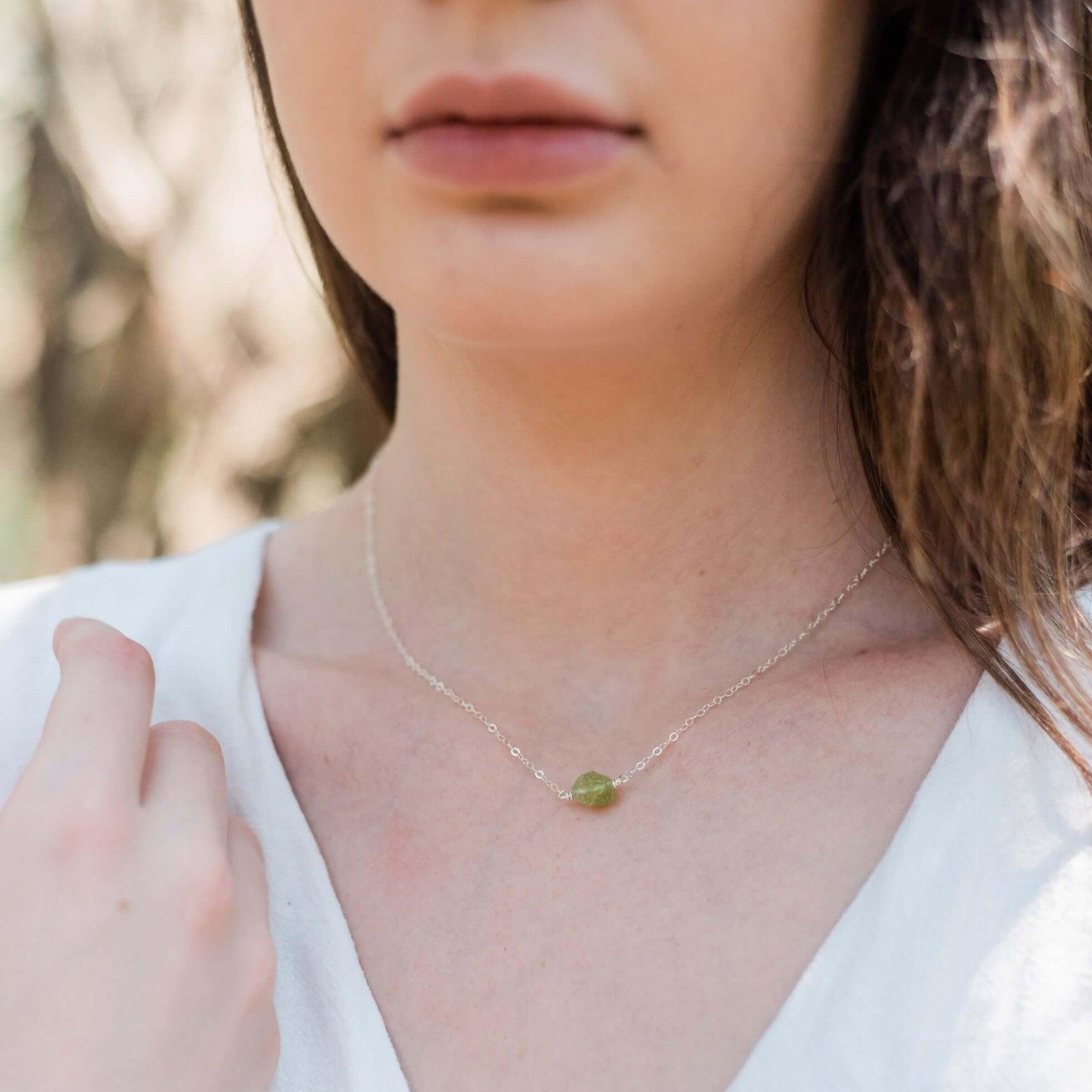 Natural Raw Peridot Crystal Necklace - Handmade Bohemian Jewelry for Women - Perfect for Boho Chic, Layering & Everyday Wear