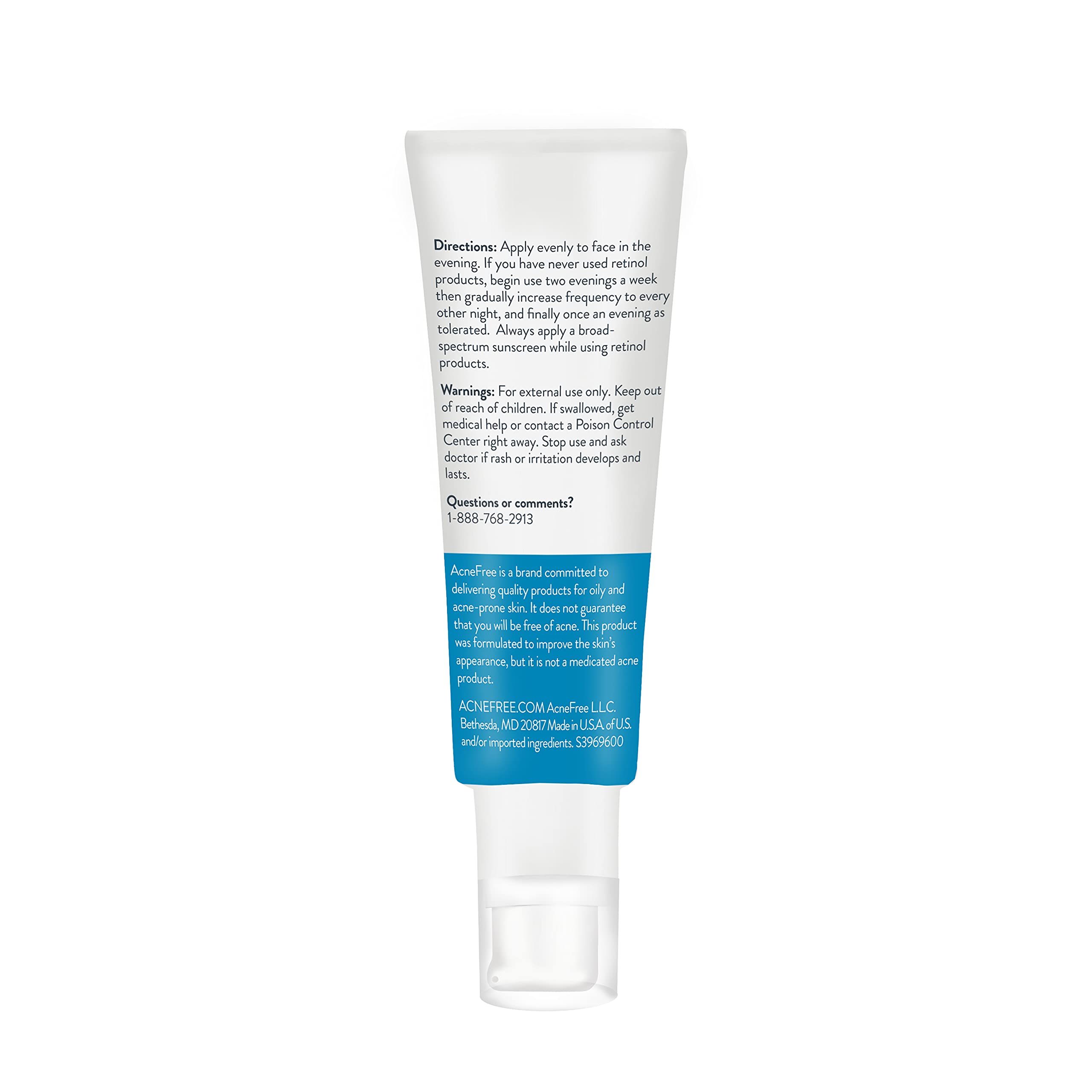 AcneFree Retinol Blemish Mark Resurfacing Serum with Hyaluronic Acid & Niacinamide - Reduces Acne Scars, Controls Redness, 1 fl oz - Perfect for Nighttime Skincare Routine & Post-Acne Treatment