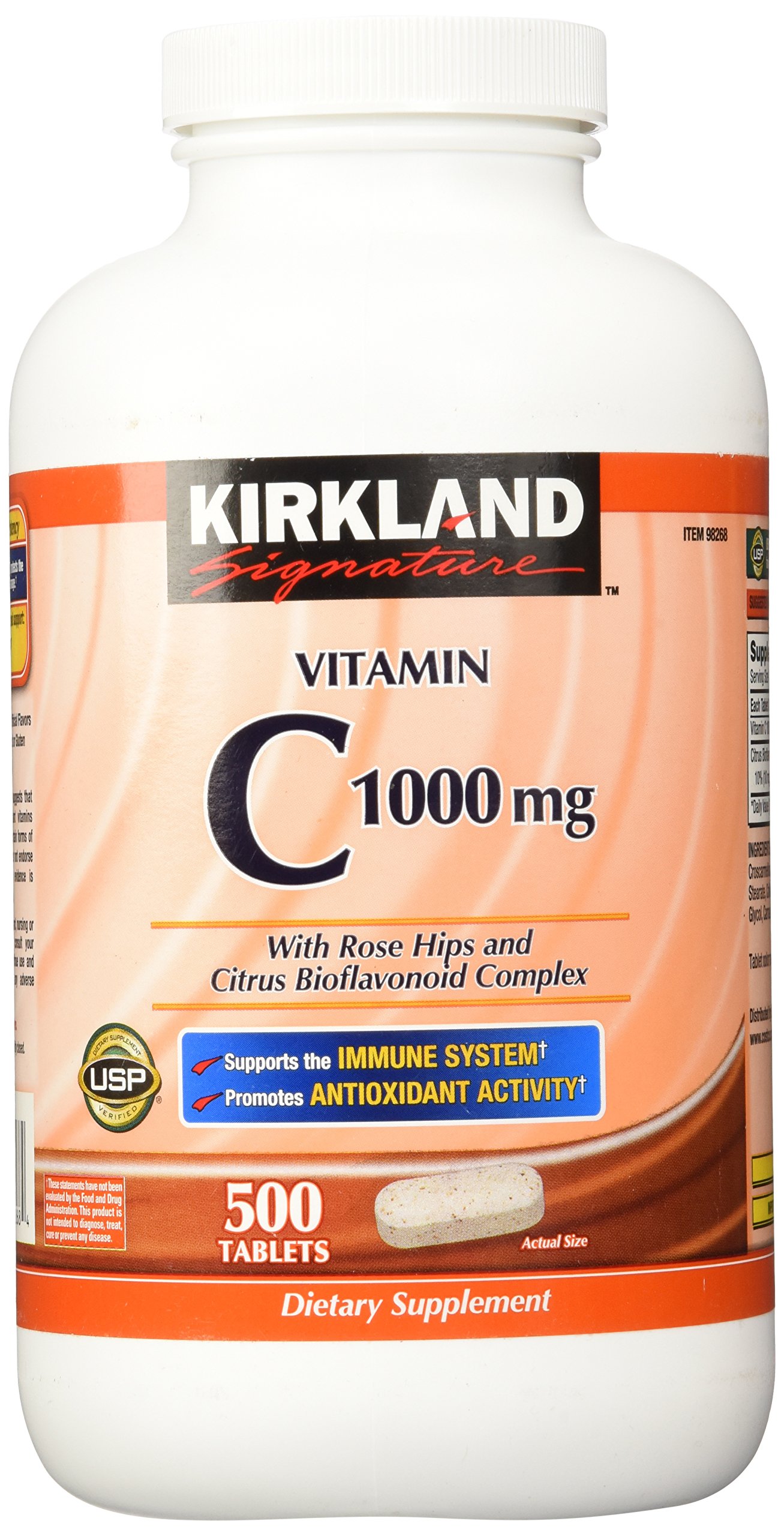 Kirkland Signature Vitamin C 500mg with Rose Hips - 500 Tablets | Immune Support, Antioxidant Boost | Daily Wellness Supplement for Adults & Kids