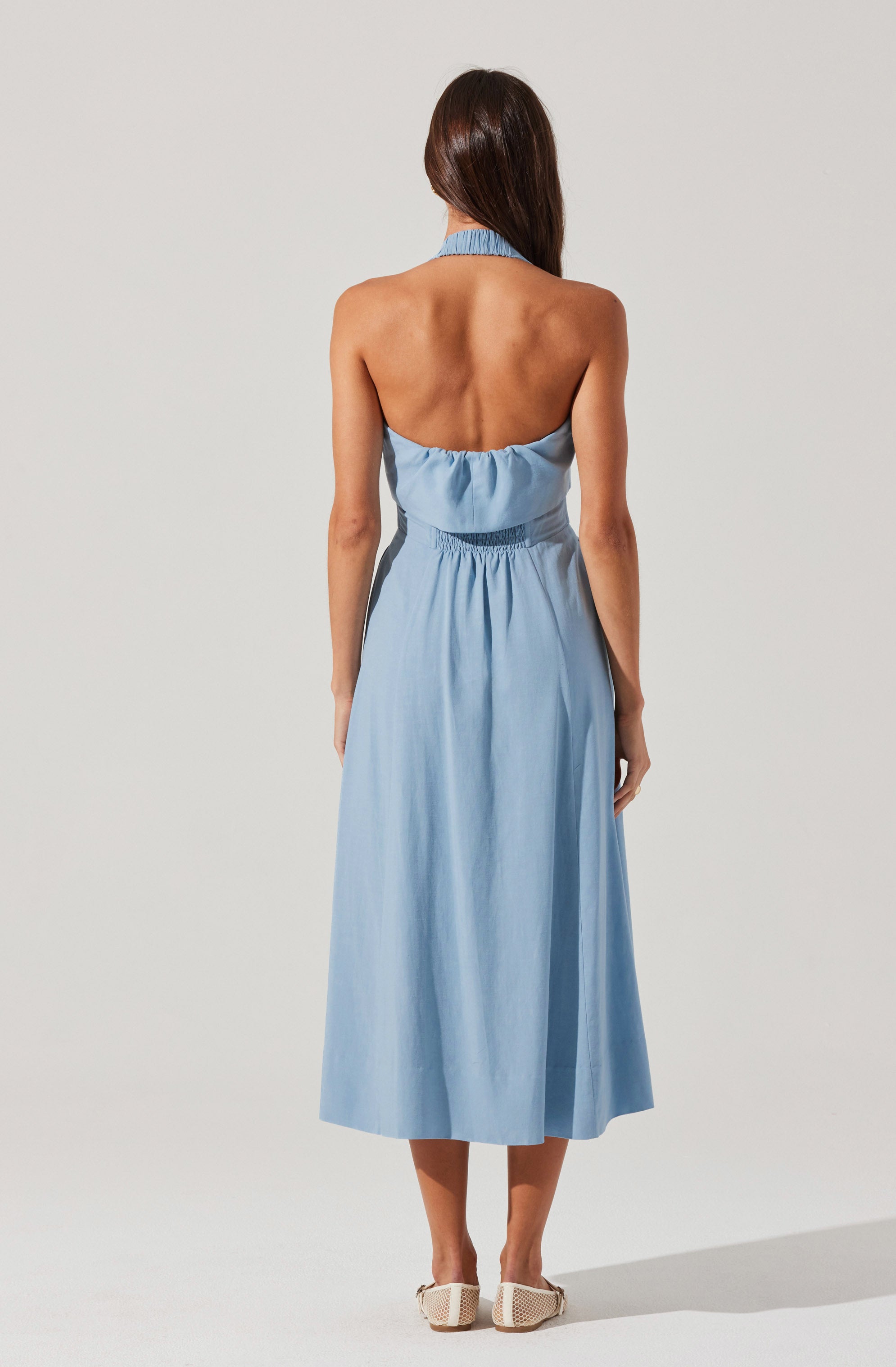 Katherine Linen Blend Halter Dress - Women's Summer Boho Maxi Dress with Pockets | Perfect for Beach Vacations, Music Festivals & Date Nights