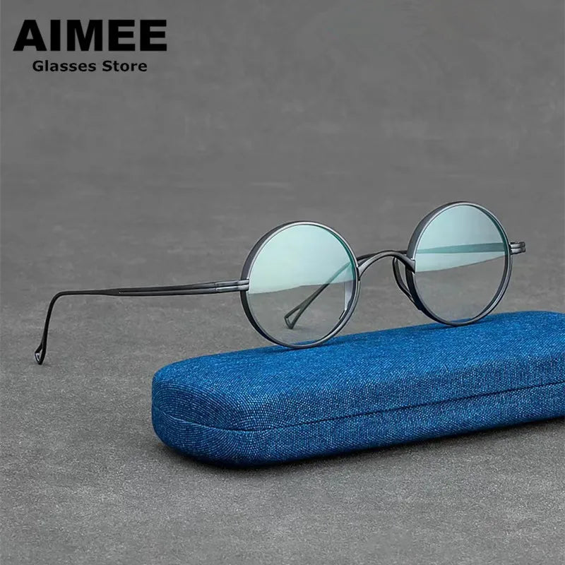 Aimee Unisex Full Rim Round Titanium Eyeglasses Frame - Lightweight Durable Glasses for Men & Women - Perfect for Reading, Work, and Everyday Use