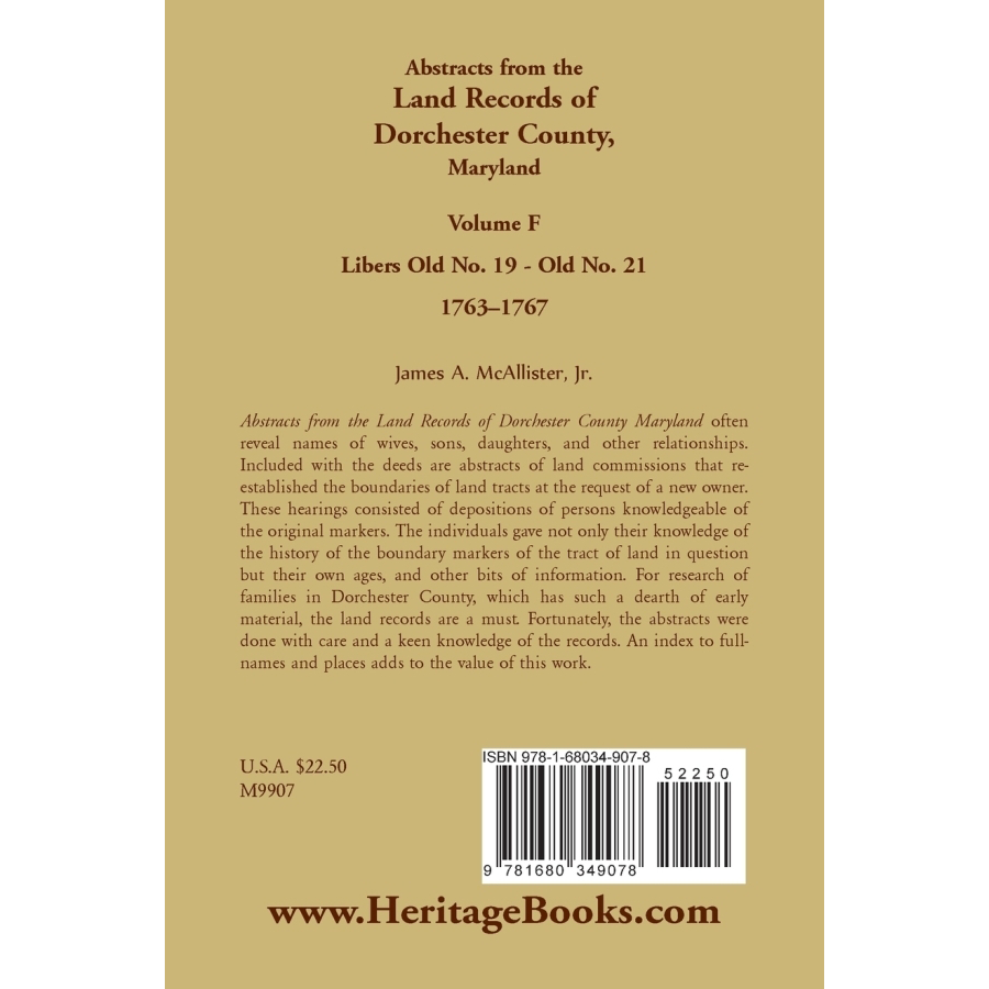 Abstracts from the Land Records of Dorchester County Maryland Volume F 1763-1767 | Historical Genealogy Research & Ancestry Documentation | Perfect for Family Historians and Genealogy Enthusiasts