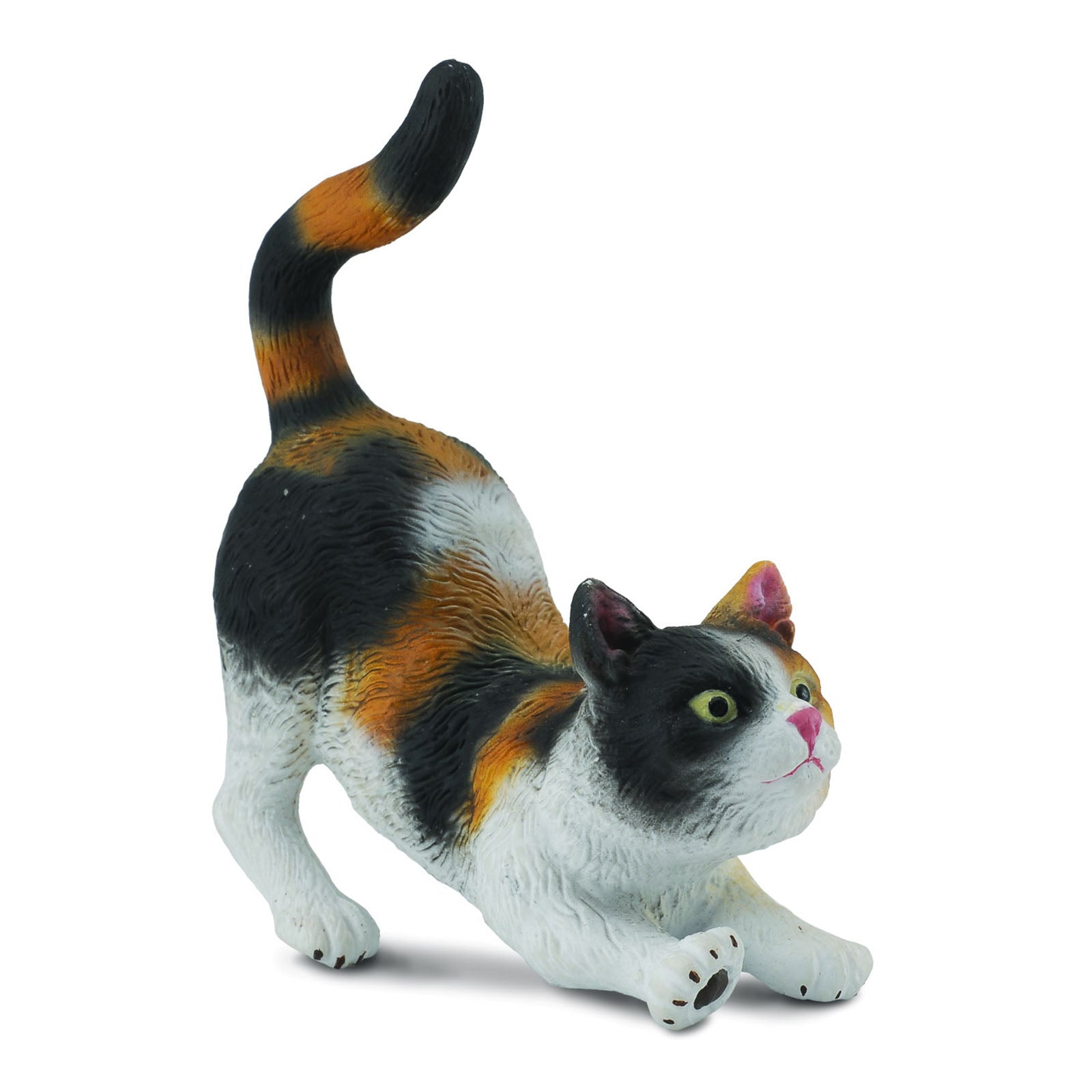 CollectA 88491 Realistic 3-Color Stretching House Cat Figurine - Perfect for Home Decor, Animal Lovers Gift & Diorama Scenes