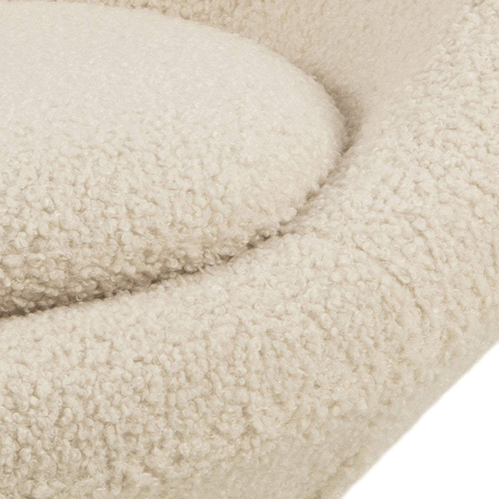 Boucle Lounge Arm Chair - Soft Cream Upholstered Accent Chair for Living Room, Bedroom & Office - Comfortable Modern Reading Chair with Sturdy Frame