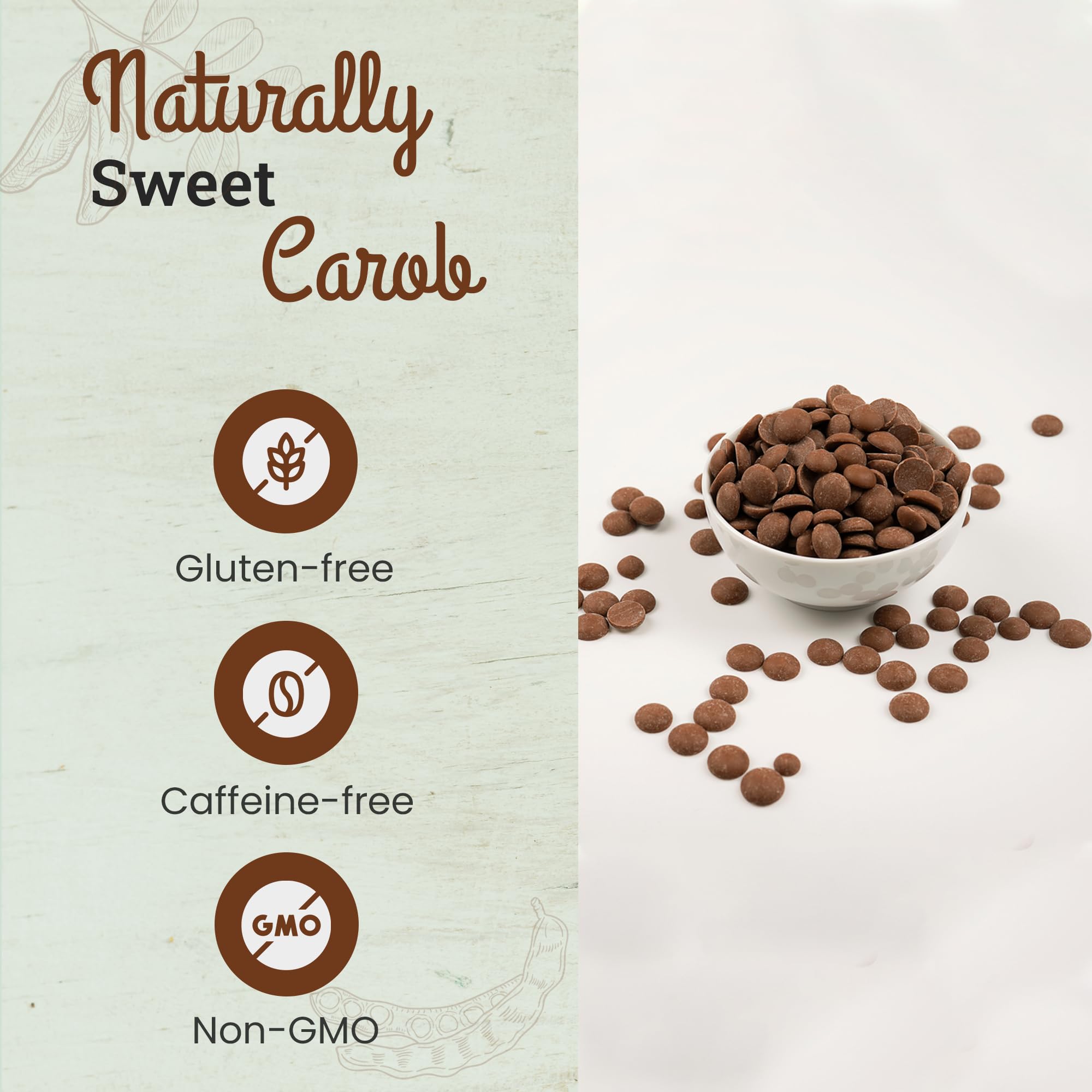 Organic Mint Carob Chips 8 oz - Vegan, Gluten-Free, Caffeine-Free Chocolate Substitute with Coconut Sugar | Healthy Snacks, Baking, Desserts & Vegan Treats