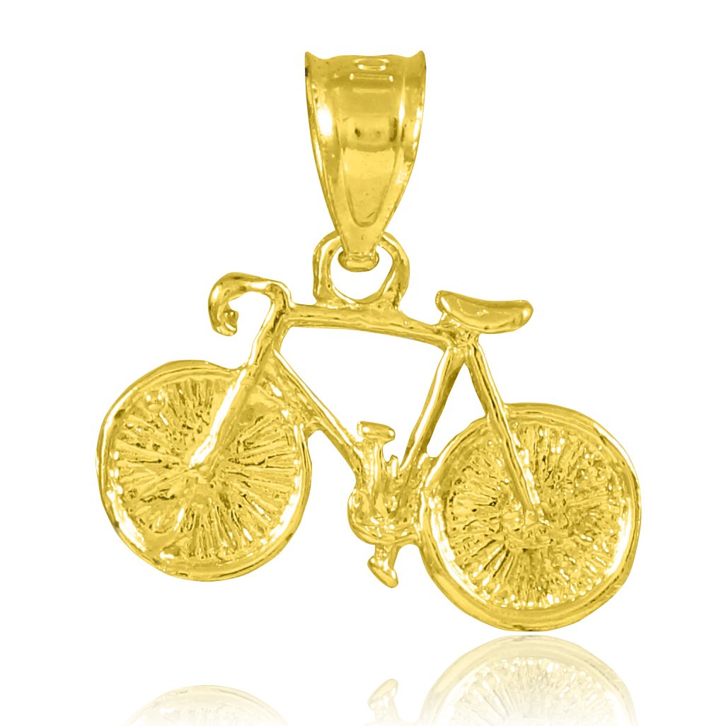 10k Gold Mountain Bike Sports Charm Bicycle Pendant Necklace for Cyclists - Durable Jewelry Gift for Bike Enthusiasts & Outdoor Adventures