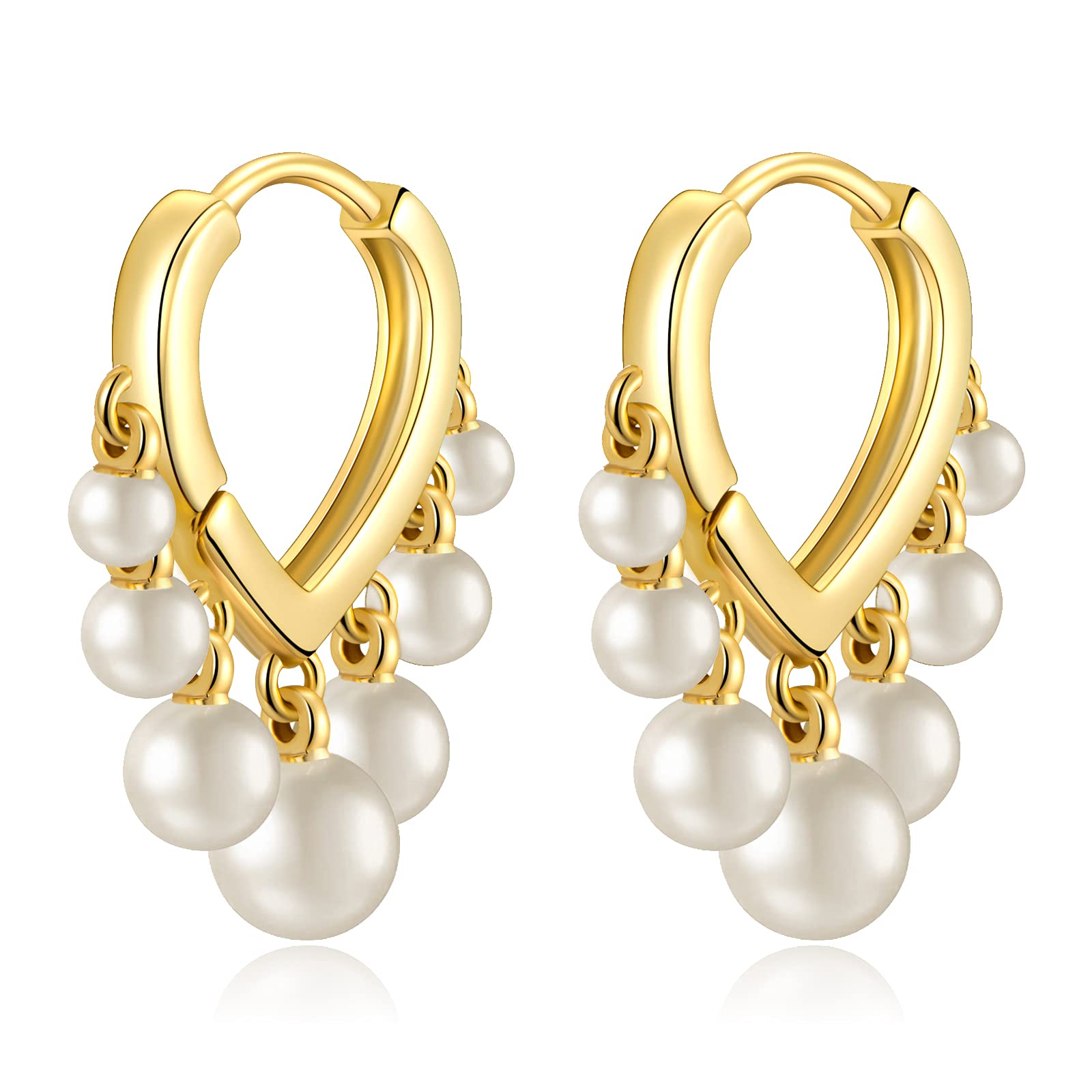 14K Gold Plated Beaded Dangle Earrings for Women - Elegant Sterling Silver Statement Jewelry for Party, Wedding & Everyday Wear