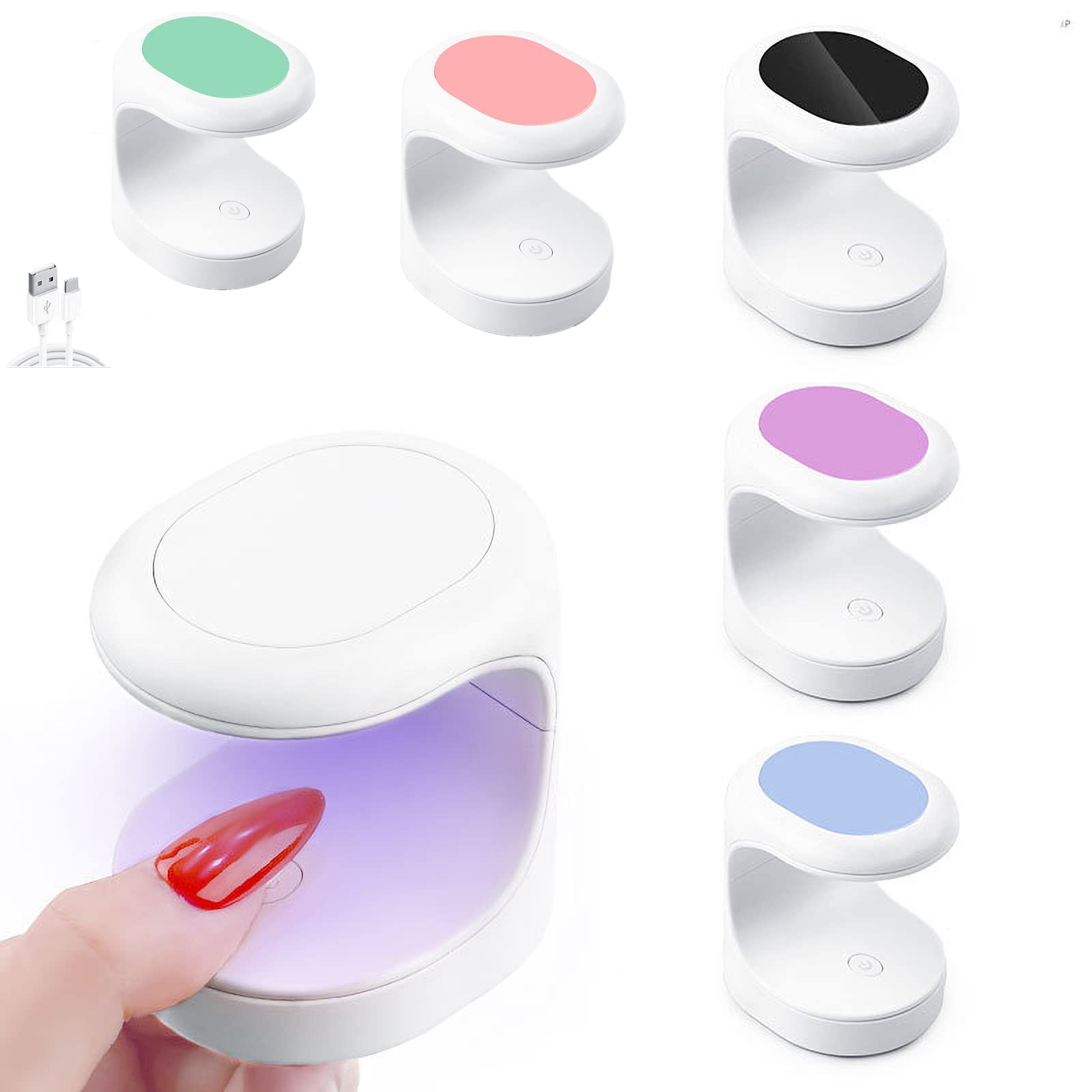 SKNG Mini UV LED Nail Dryer - Portable USB Rechargeable Nail Lamp for Gel Polish Curing, Purple Phototherapy Light | Perfect for Home Manicures, Travel & Salon Use