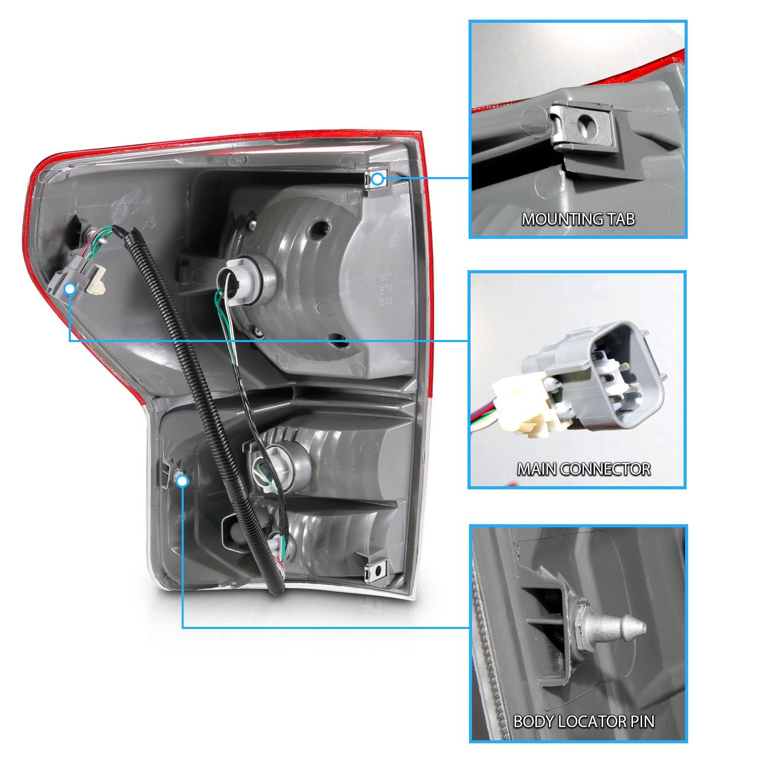 2007-2013 Toyota Tundra LED Tail Lights - AmeriLite Crystal Red Replacement Set (Pair) for Enhanced Visibility & Style - Perfect for Night Driving & Custom Truck Upgrades