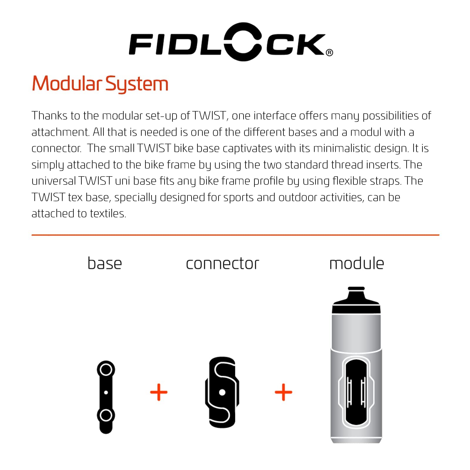 FIDLOCK Twist Bottle 600ml Set - Magnetic Bike Water Bottle Holder with Cage-Free Design | Secure Twist Connector & Base Mount | Perfect for Road Bikes, Mountain Biking & Outdoor Cycling | Clear