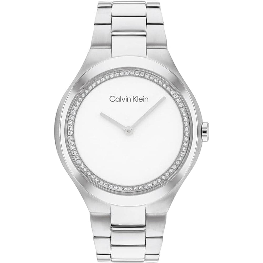 Calvin Klein Women's Watch with White Dial & Silver Stainless Steel Strap - Model 25200365 | Elegant Fashion Accessory for Office, Party & Everyday Wear