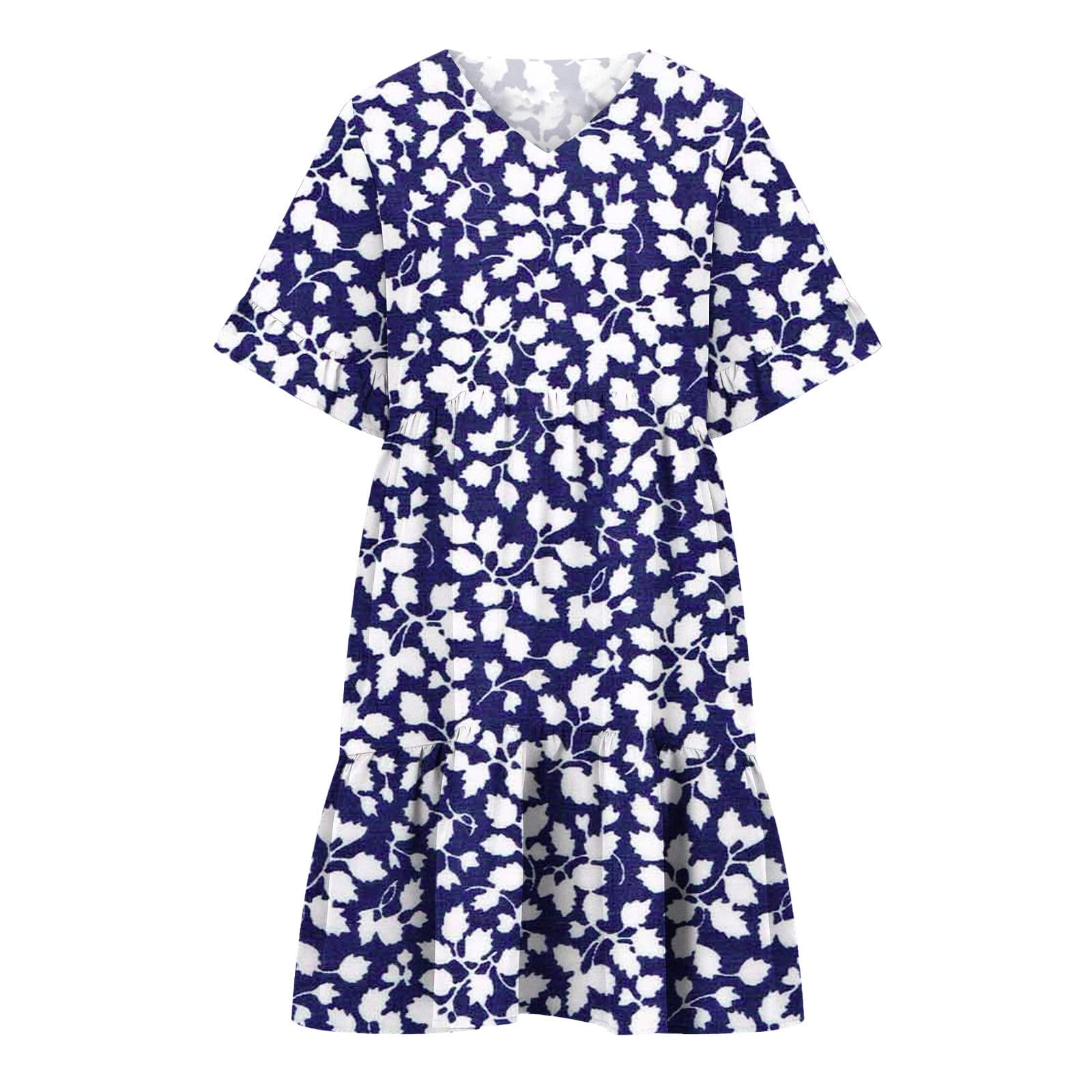 Women's Summer Casual Dress - Sweet Cute V-Neck Mini Dress with Pockets, Short Sleeve Cocktail Dress for Semi-Formal Occasions | Perfect for Beach Vacations, Date Nights & Summer Parties