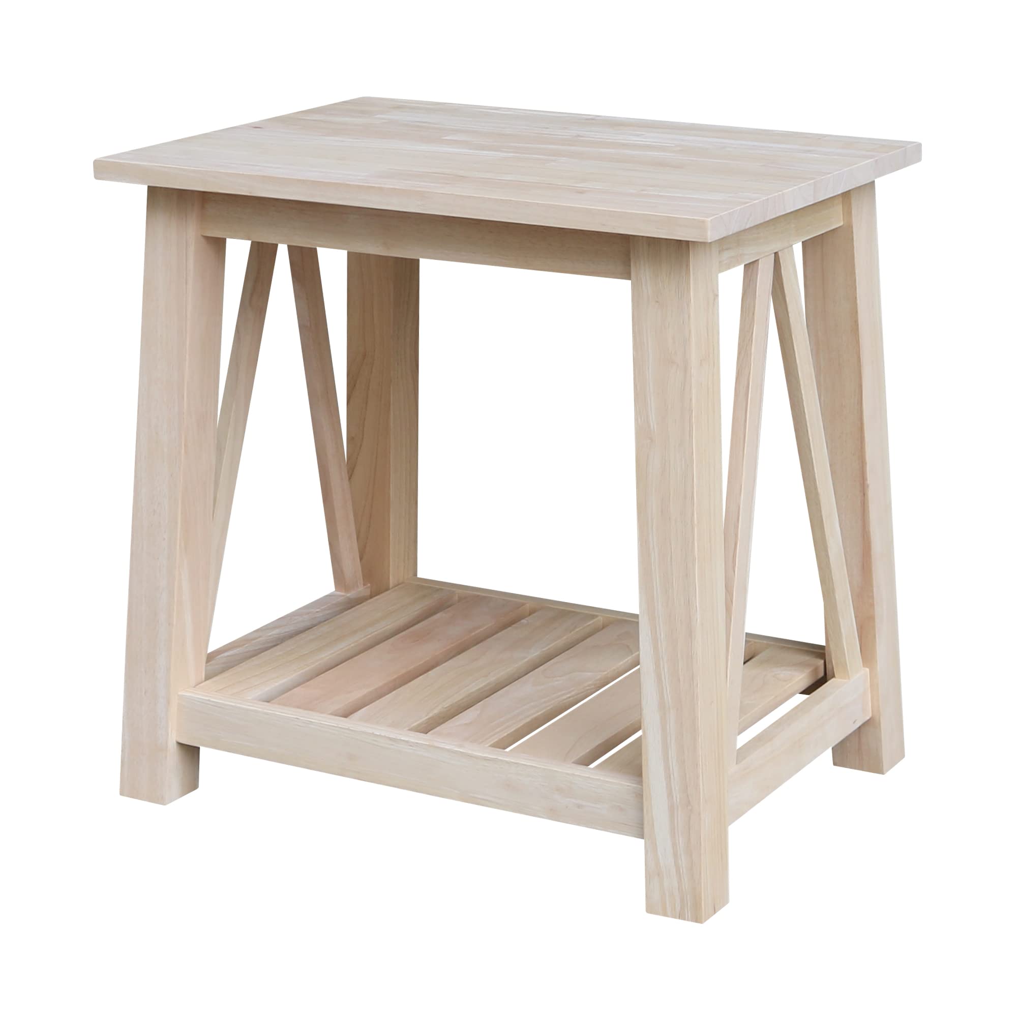 IC International Concepts Surrey End Table - Versatile Side Table for Living Room, Bedroom & Office - Easy Assembly, Sturdy Unfinished Wood Furniture - Perfect for Small Spaces, Nightstands & Home Decor