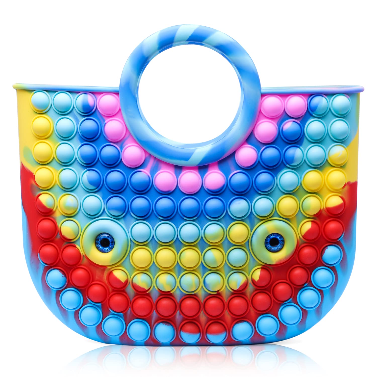 Pop It Fidget Tote Bag - Stress Relief Push Bubble Sensory Beach Bag for Women, Girls, Kids & Adults - Perfect for Travel, Shopping, and Anxiety Relief
