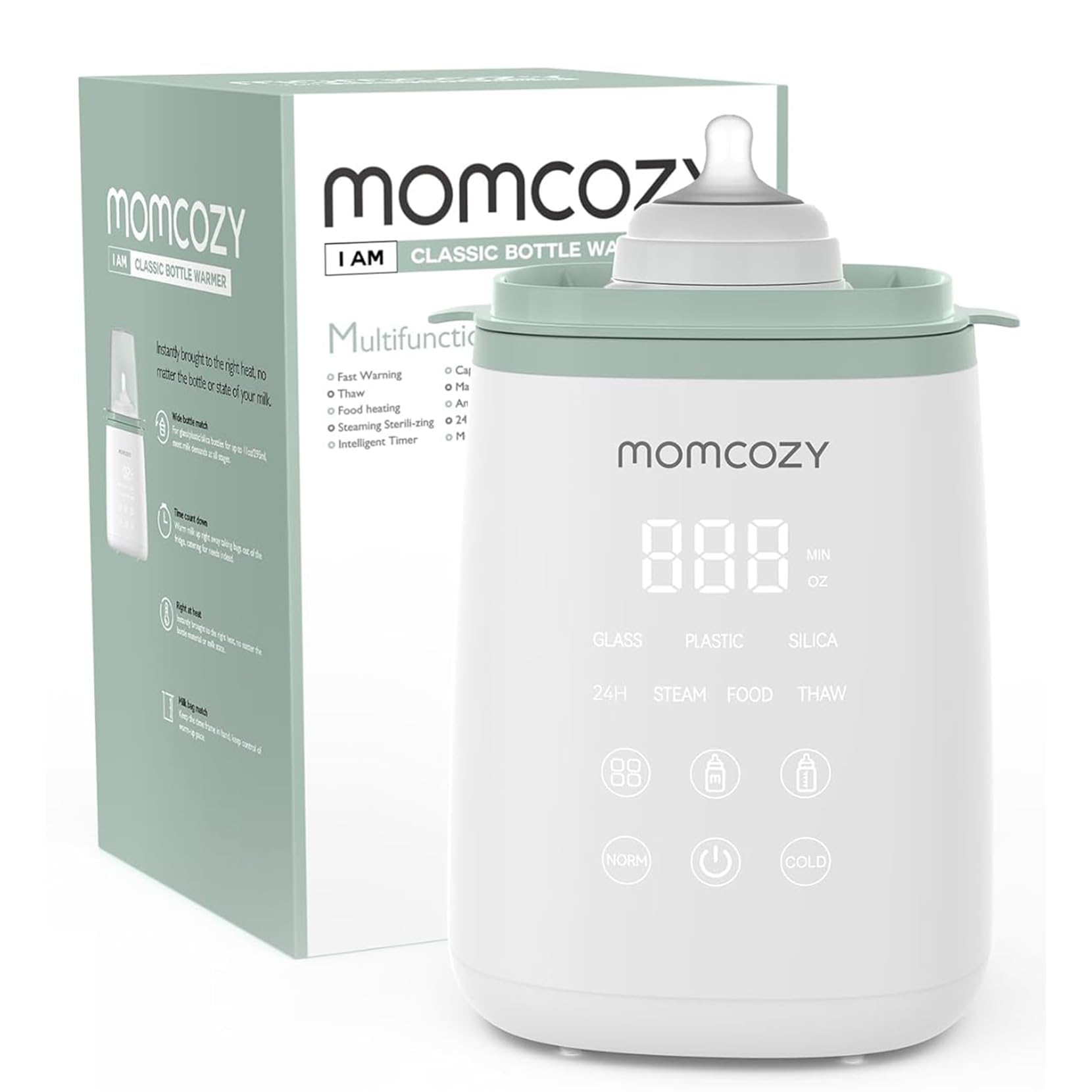 Momcozy Smart Baby Bottle Warmer & Sterilizer - Fast Heating with Precise Temperature Control, Auto Shut-Off for Breast Milk & Formula - Perfect for Nursery, Travel & Late-Night Feedings