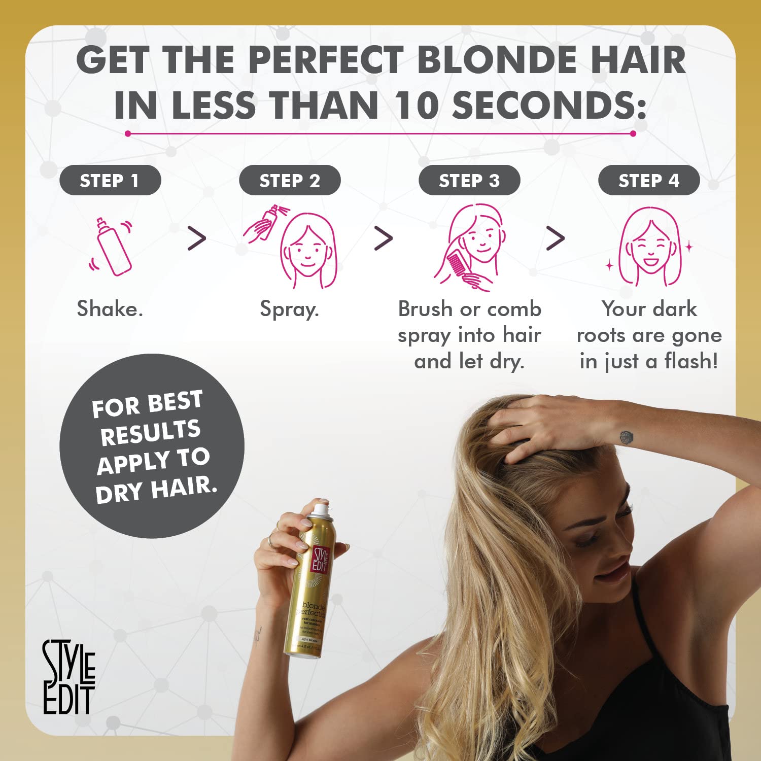 Style Edit Medium Blonde Root Concealer Duo - Travel & Full Size for Gray Coverage & Root Touch Up | Perfect for Travel, Work & Special Events