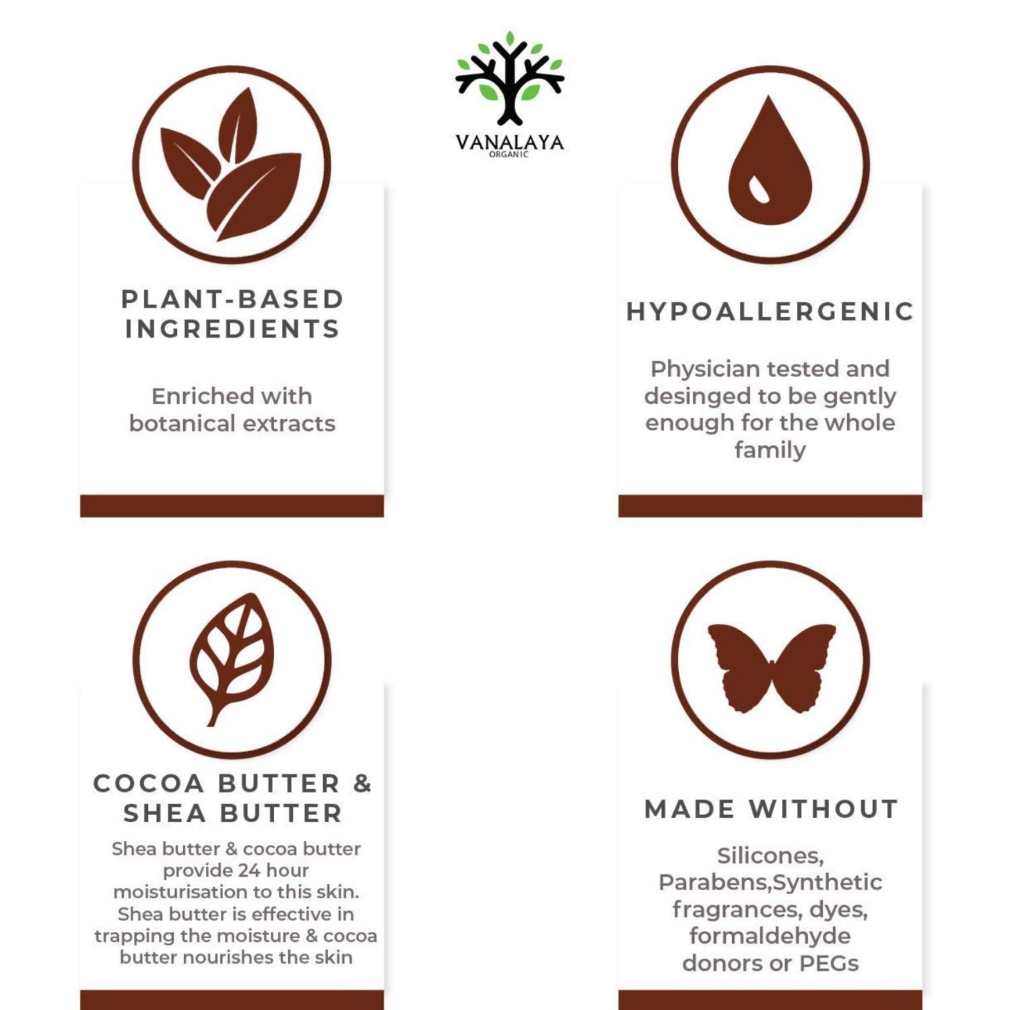 Vanalaya Cocoa Butter & Shea Butter Moisturizing Lotion with Vitamin E & Coconut Oil - Deep Hydration for Dry Skin on Face & Body - 300ml - Perfect for Daily Skincare & After-Sun Care