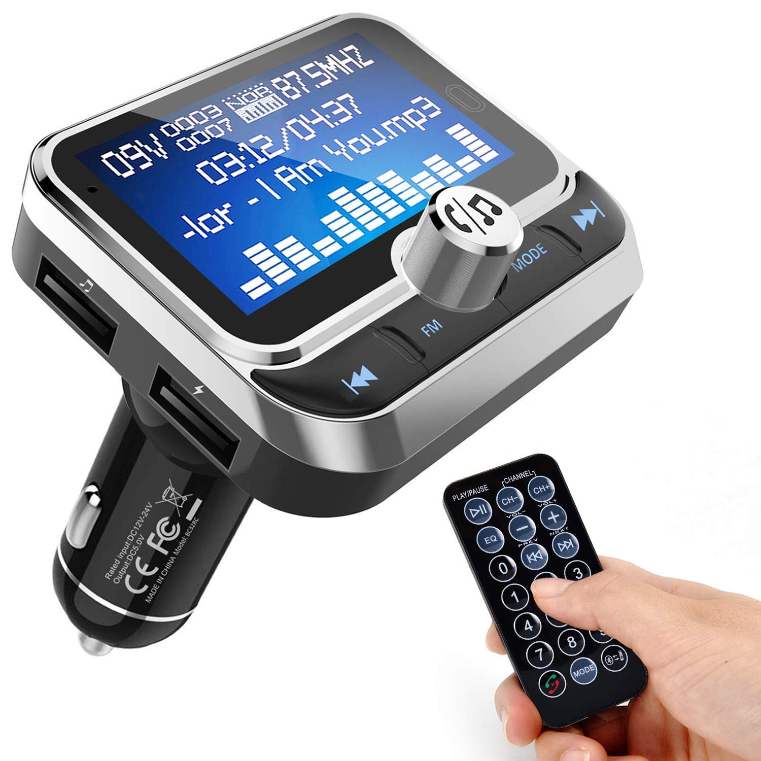 Wireless Bluetooth FM Transmitter for Car with 1.8