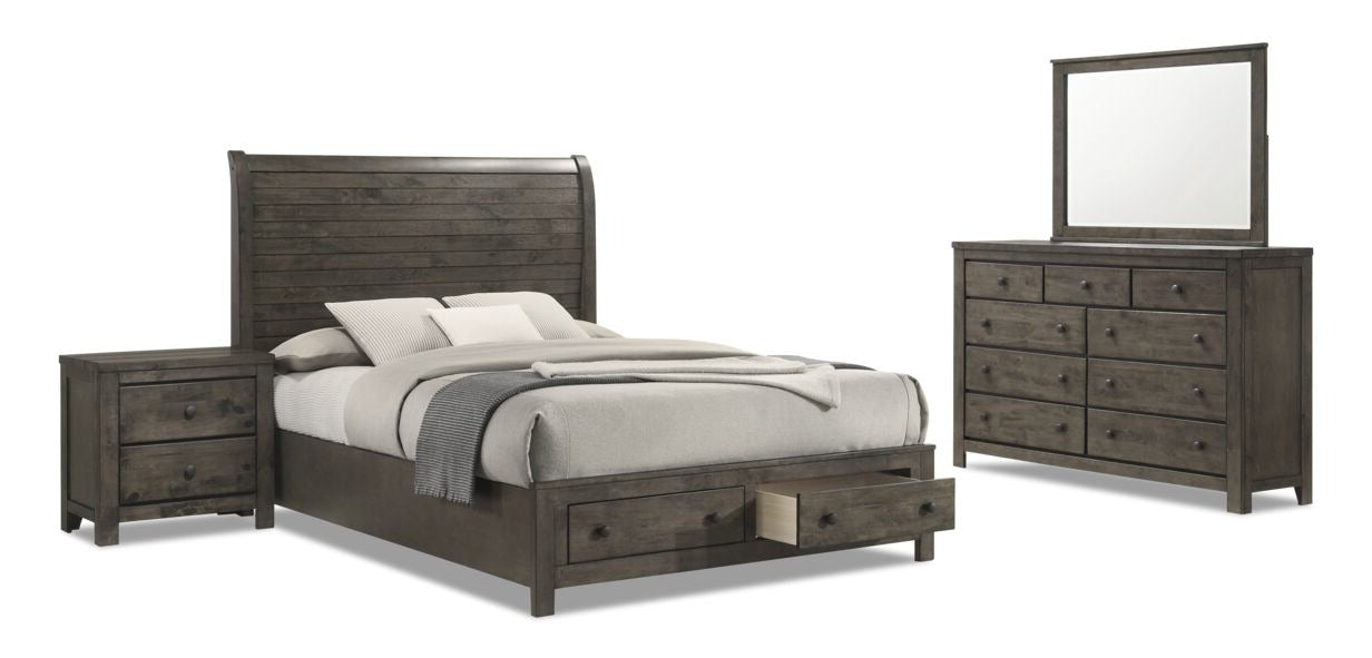6-Piece Queen Storage Bedroom Set in Grey - Complete Bedroom Furniture for Small Spaces & Guest Rooms