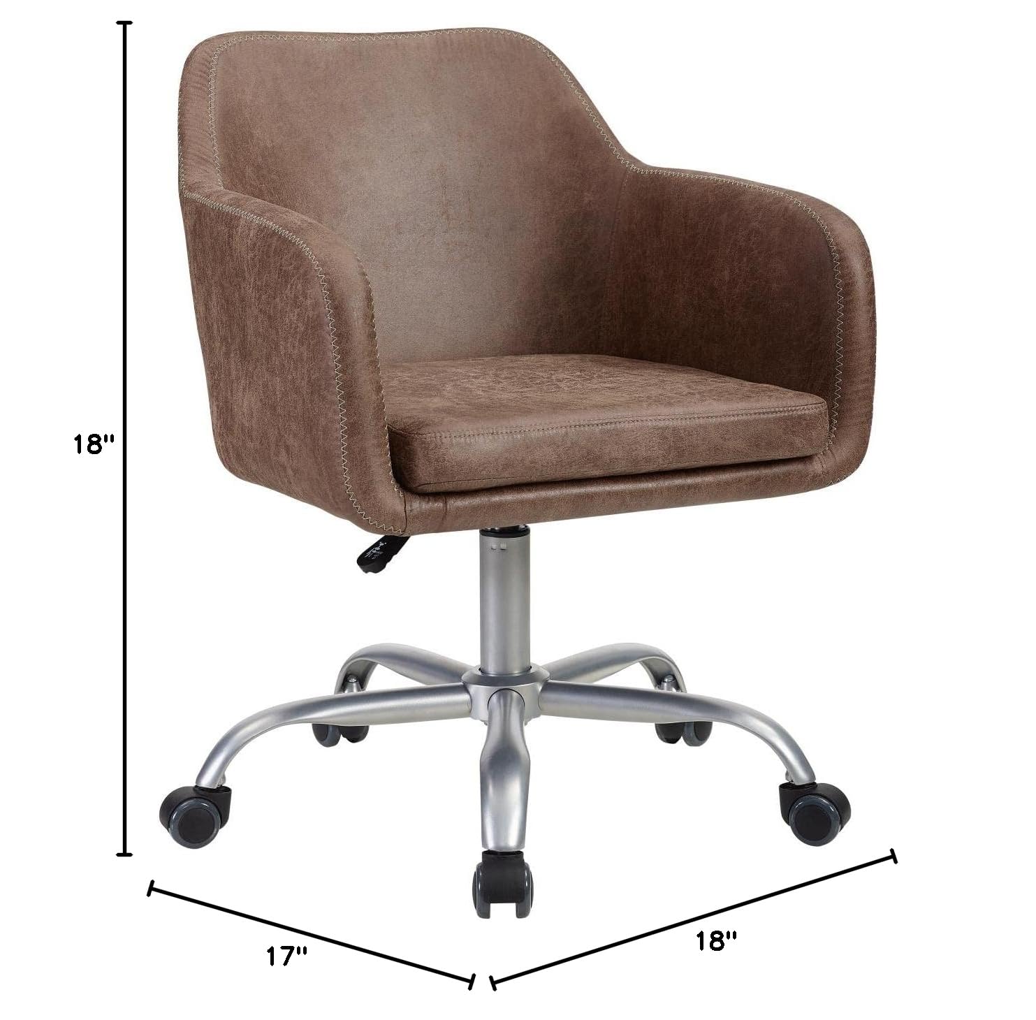Linon Rylen Ergonomic Office Chair with Adjustable Height & Lumbar Support - Silver Mesh Back Computer Desk Chair for Home & Office Workspace
