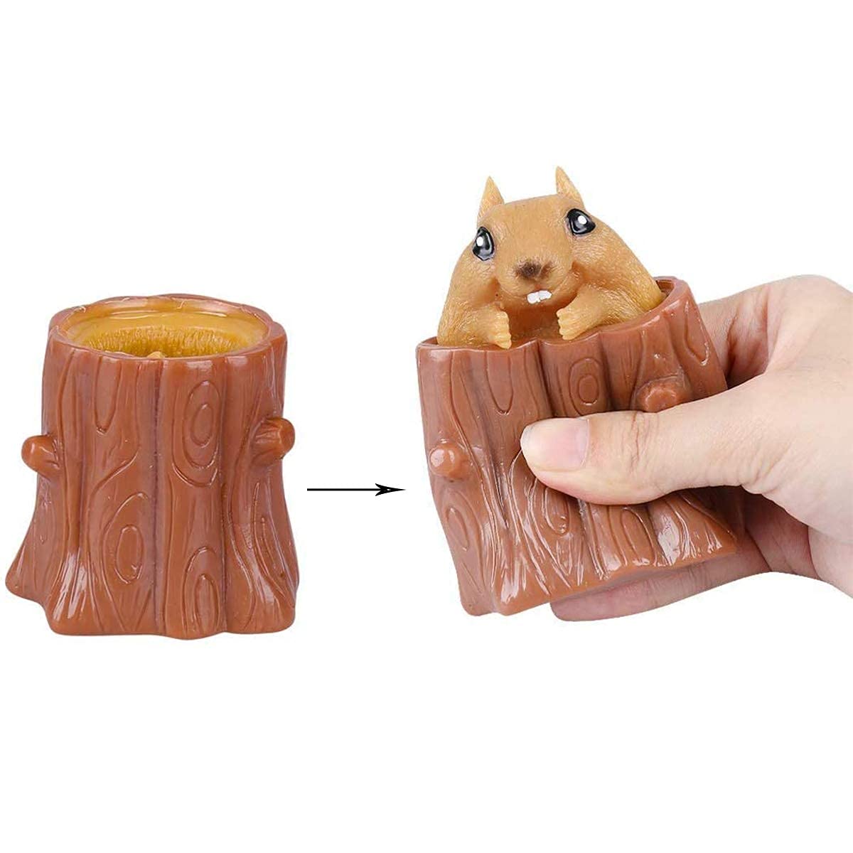 2-Pack Stress Relief Squeeze Squirrel Toys - Funny Sensory Fidget Toys for Kids & Adults, Soft Decompression Squishy Evil Squirrel Cup - Perfect for Anxiety Relief, Office Desk Toys, and Classroom Sensory Play