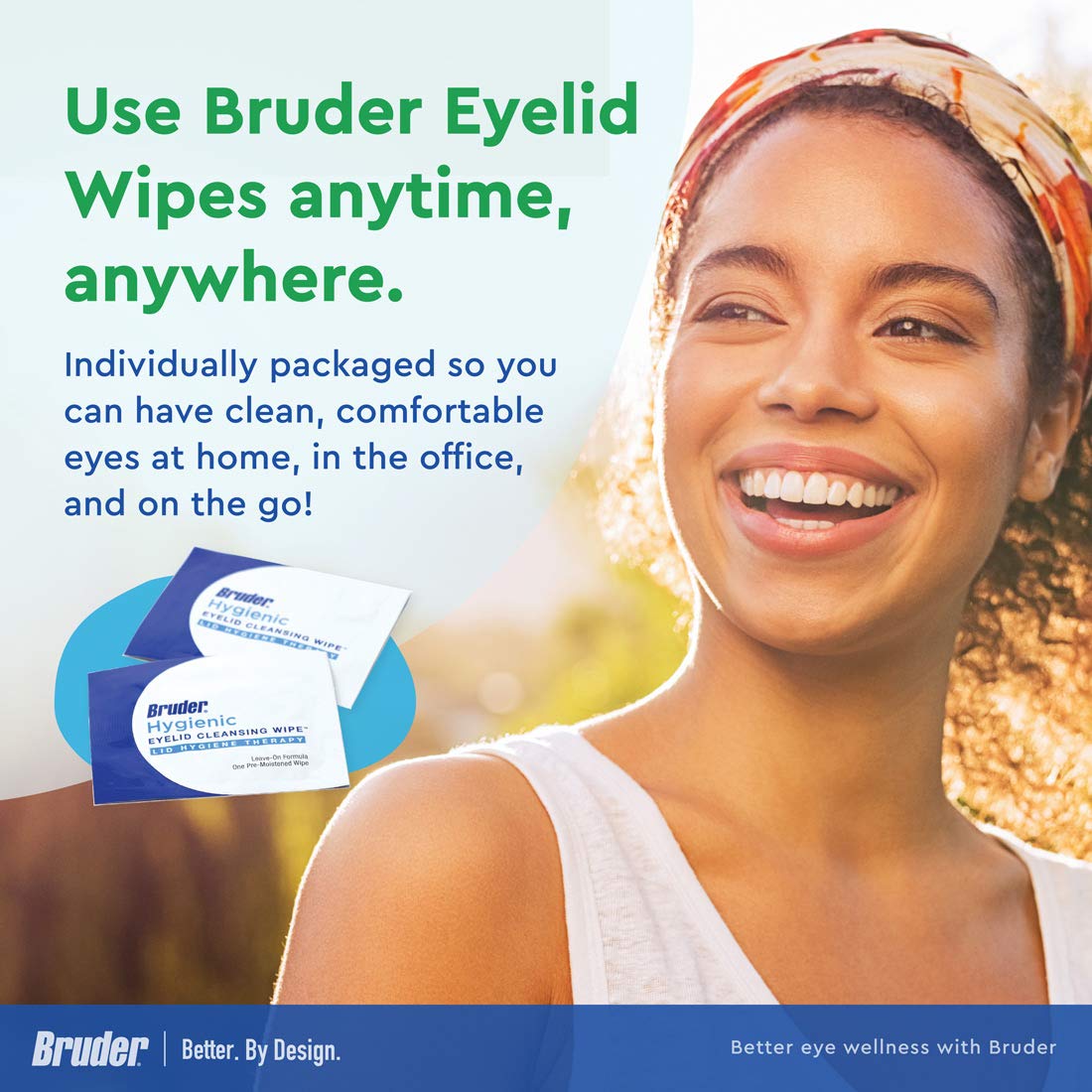 Bruder Hygienic Eyelid Cleansing Wipes - Rinse-Free Exfoliating Wipes for Removing Excess Oil, Debris & Makeup from Eyelids & Lashes | Gentle Eye Care & Cleansing | Non-Allergenic | 30 Count | Perfect for Travel, Daily Eye Hygiene & Post-Makeup Removal