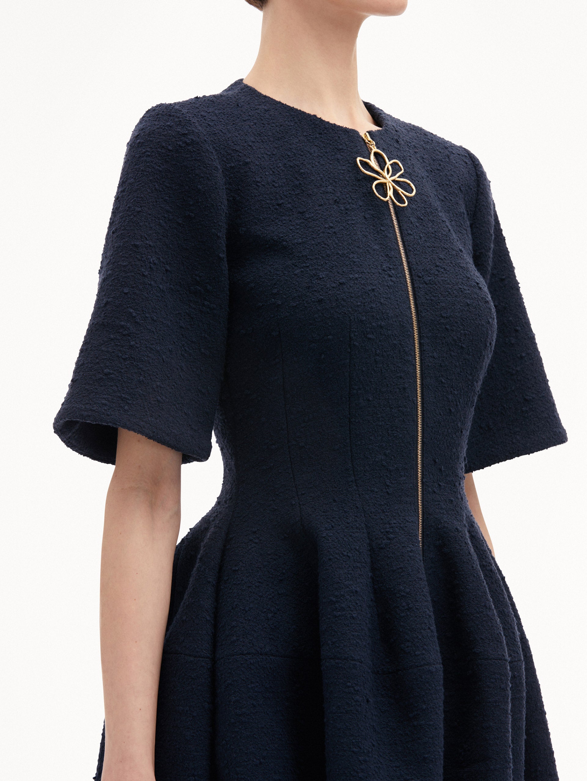 Stylish Zip Front Tweed Dress for Women - Elegant Office Wear & Party Outfit | Perfect for Work, Cocktail Events & Date Nights