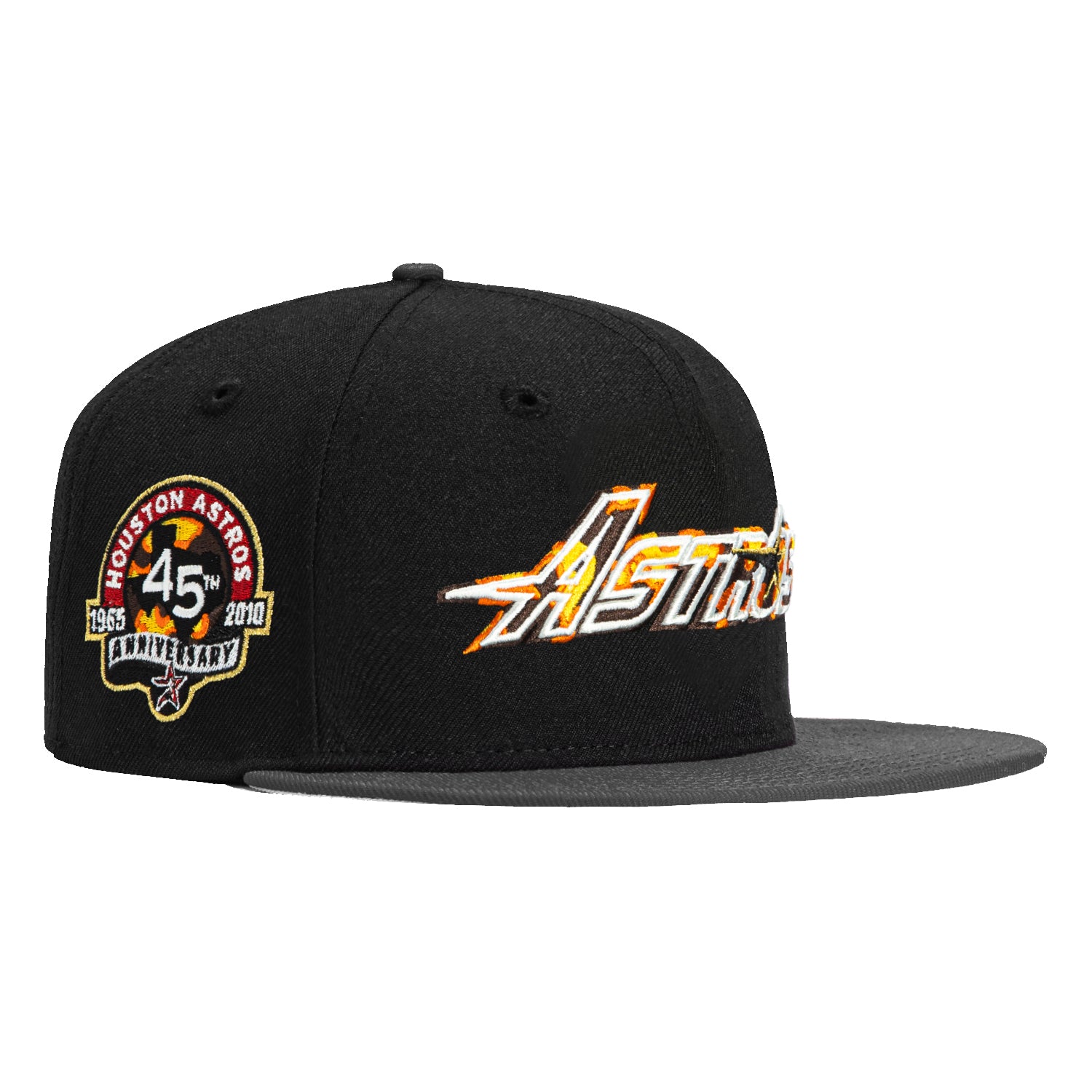 New Era 59Fifty Tortoise Shell Houston Astros 45th Anniversary Patch Snapback Hat - Black & Graphite Color | Official MLB Baseball Cap for Men & Women | Perfect for Sports Fans, Game Day & Streetwear Fashion