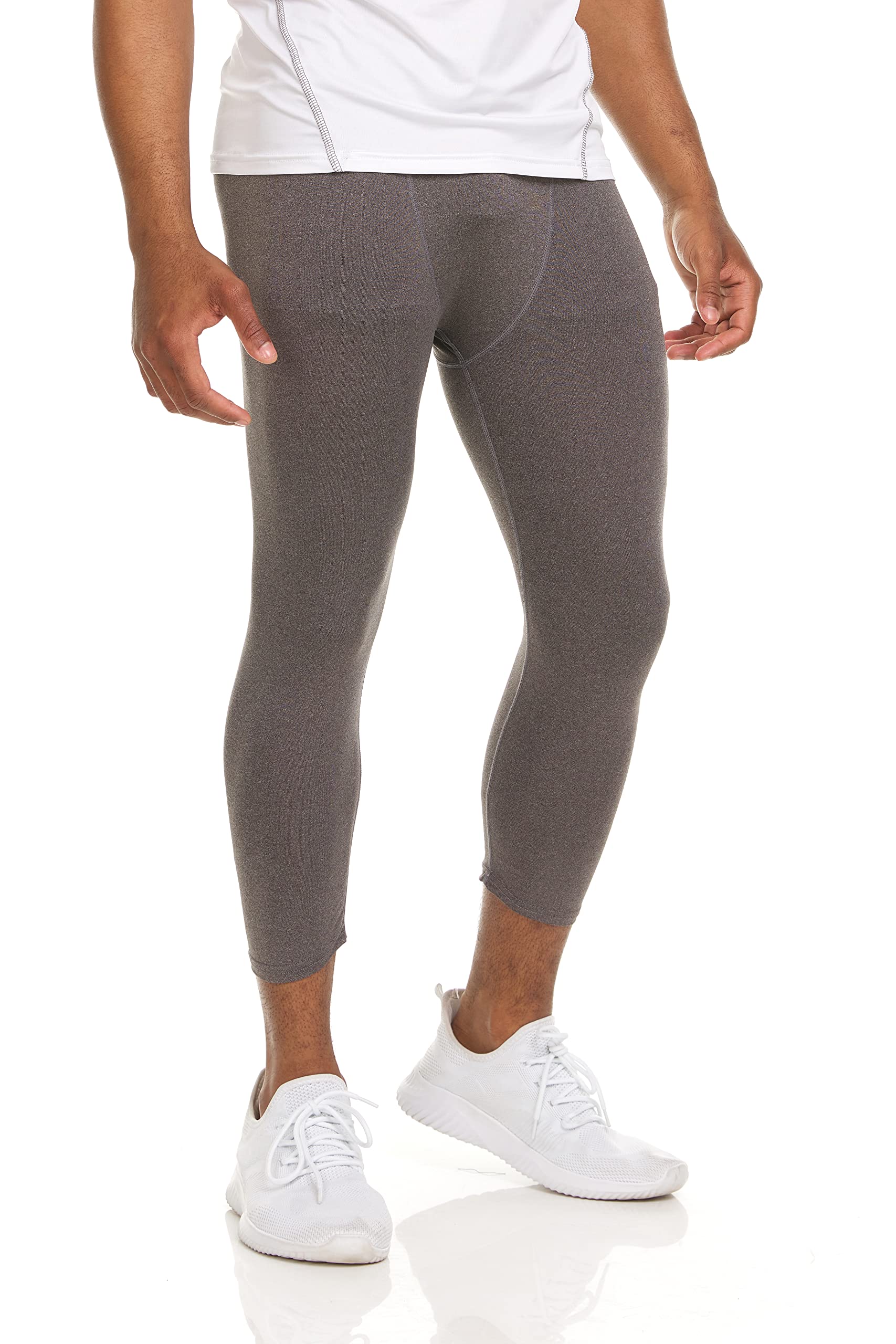 Russell Athletic Men’s Compression Pants - 3/4 Length Performance Leggings for Running, Workout, Yoga & Basketball | Moisture-Wicking Baselayer with Muscle Support | Ideal for Gym, Training & Sports Recovery