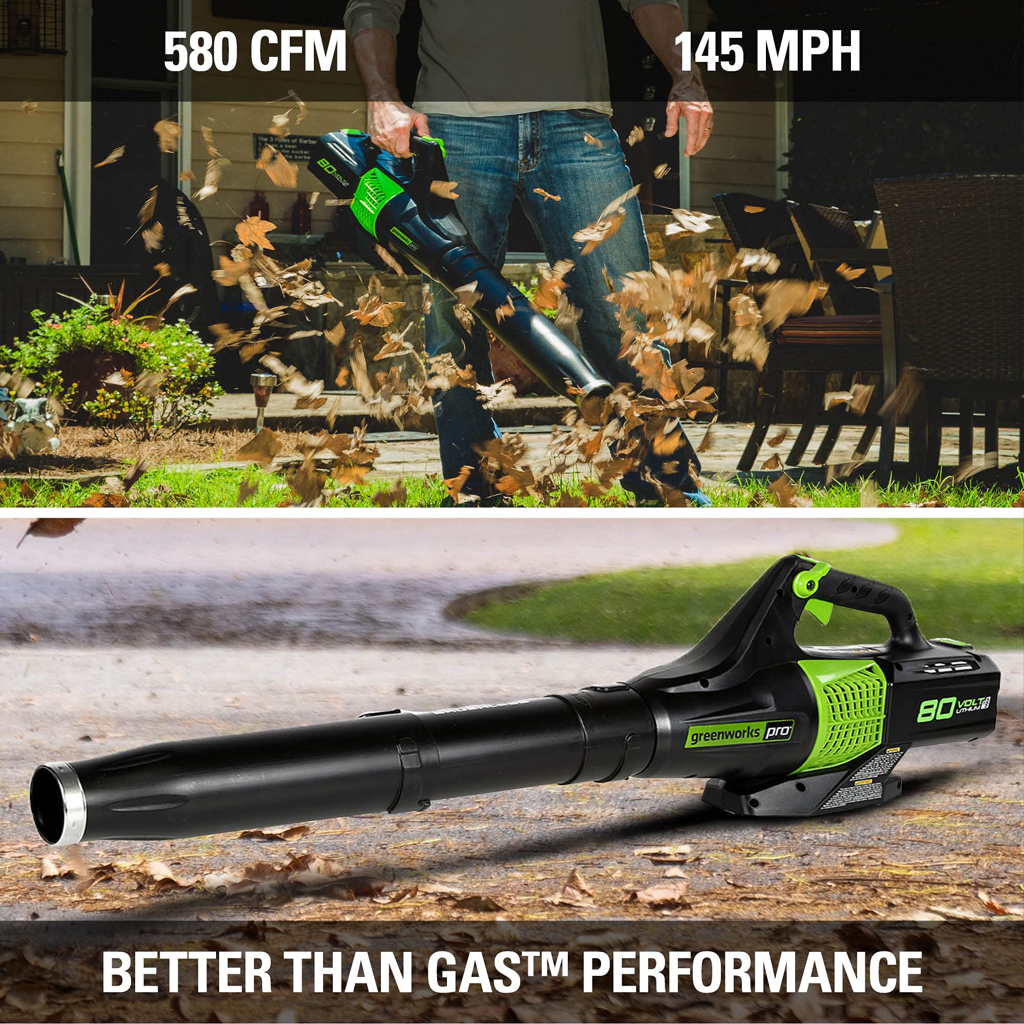 80V Cordless Leaf Blower 580 CFM - Brushless Motor with 2.5Ah Battery & Fast Charger - Powerful Yard Blower for Leaves, Grass Clippings & Debris - Ideal for Home Lawn, Garden & Driveway Cleaning