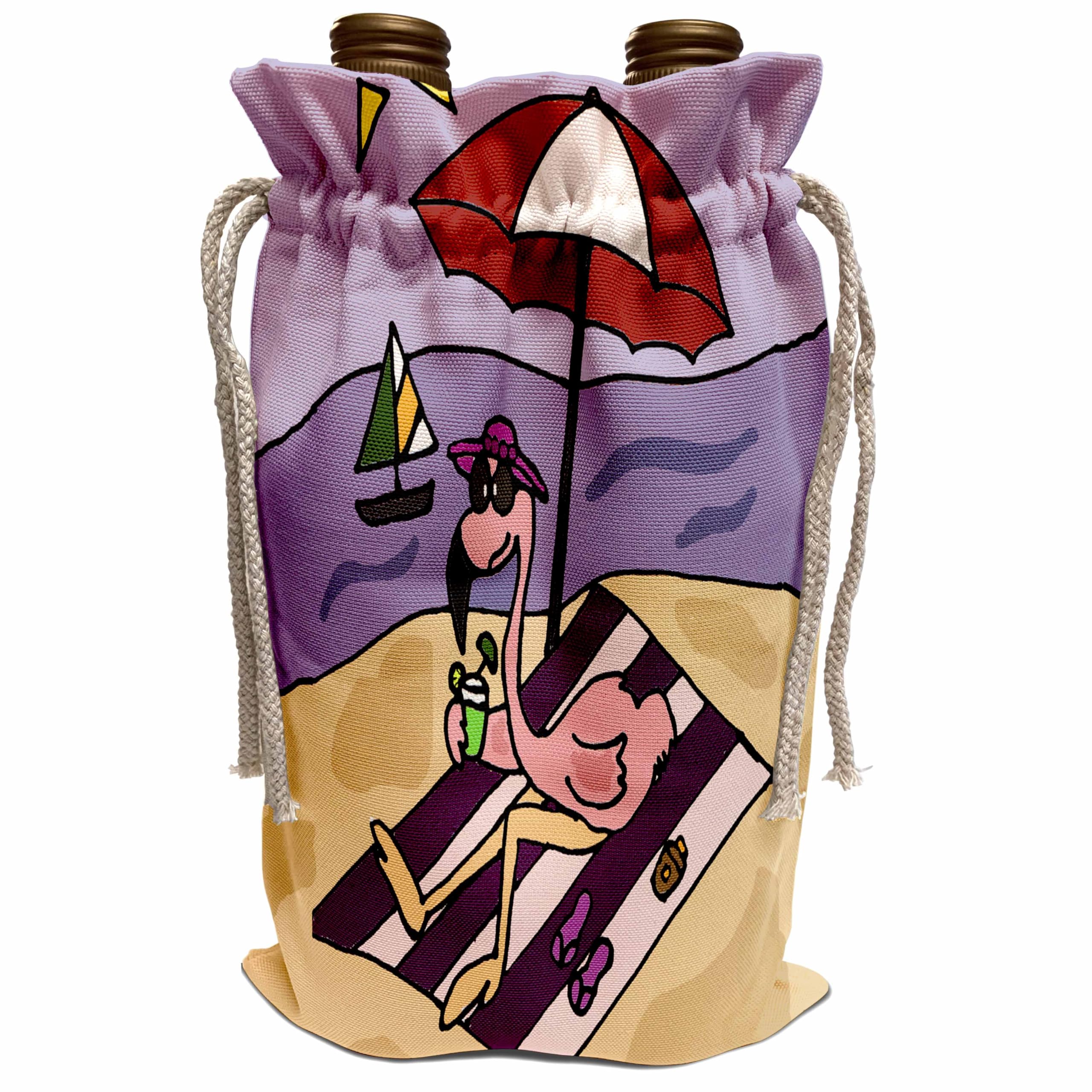 Funny Pink Flamingo Wine Bag - Insulated Beach Tote for Picnics, Parties & Outdoor Adventures | Perfect Gift for Wine Lovers