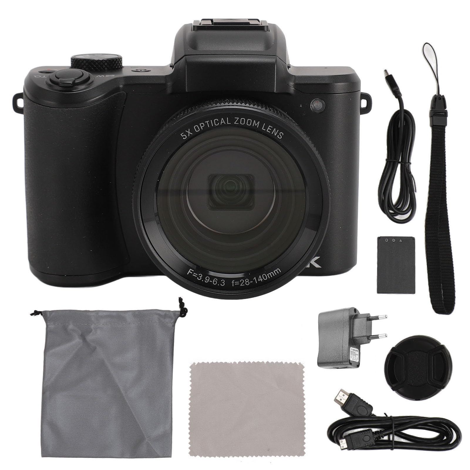 5K Digital Camera - 64MP 5X Autofocus Compact Travel Camera with Dual Front & Rear Video Recording for Vlogging & Photography (UK Plug) | Perfect for Travel Vlogging, YouTube Content Creation & Everyday Photography