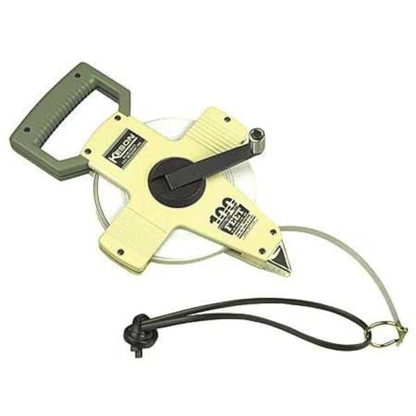 KESON NR10-200 Perma-Clad 3/8 X 200' Nylon-Reinforced Steel Open Reel Tape Measure - 10ths & 100ths Graduations for Construction, Surveying & Outdoor Measuring