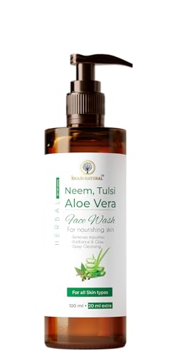 Khadi Natural Face Wash for Women & Men - Enzyme Cleanser with Neem, Tulsi & Aloe Vera - Gentle Foaming Exfoliating Facial Cleanser 120ml | Perfect for Daily Skincare Routine & Acne-Prone Skin